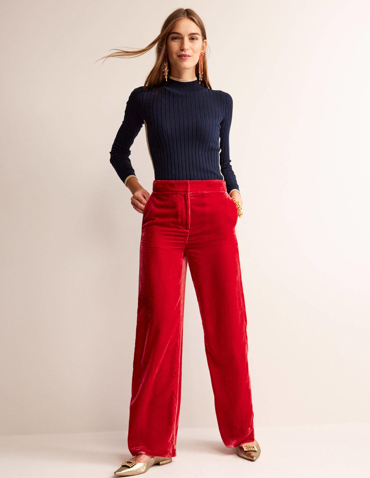 Westbourne Velvet Pants-Salsa - Image 1