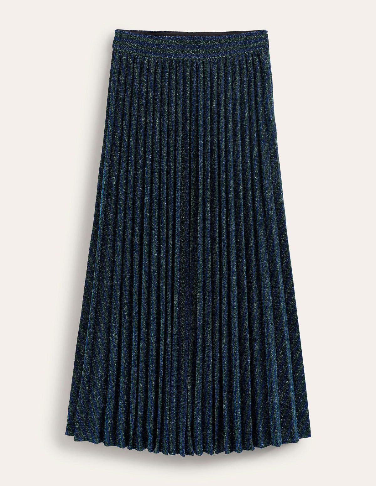 Jersey Metallic Pleated Skirt-Green / Navy Stripe - Image 5