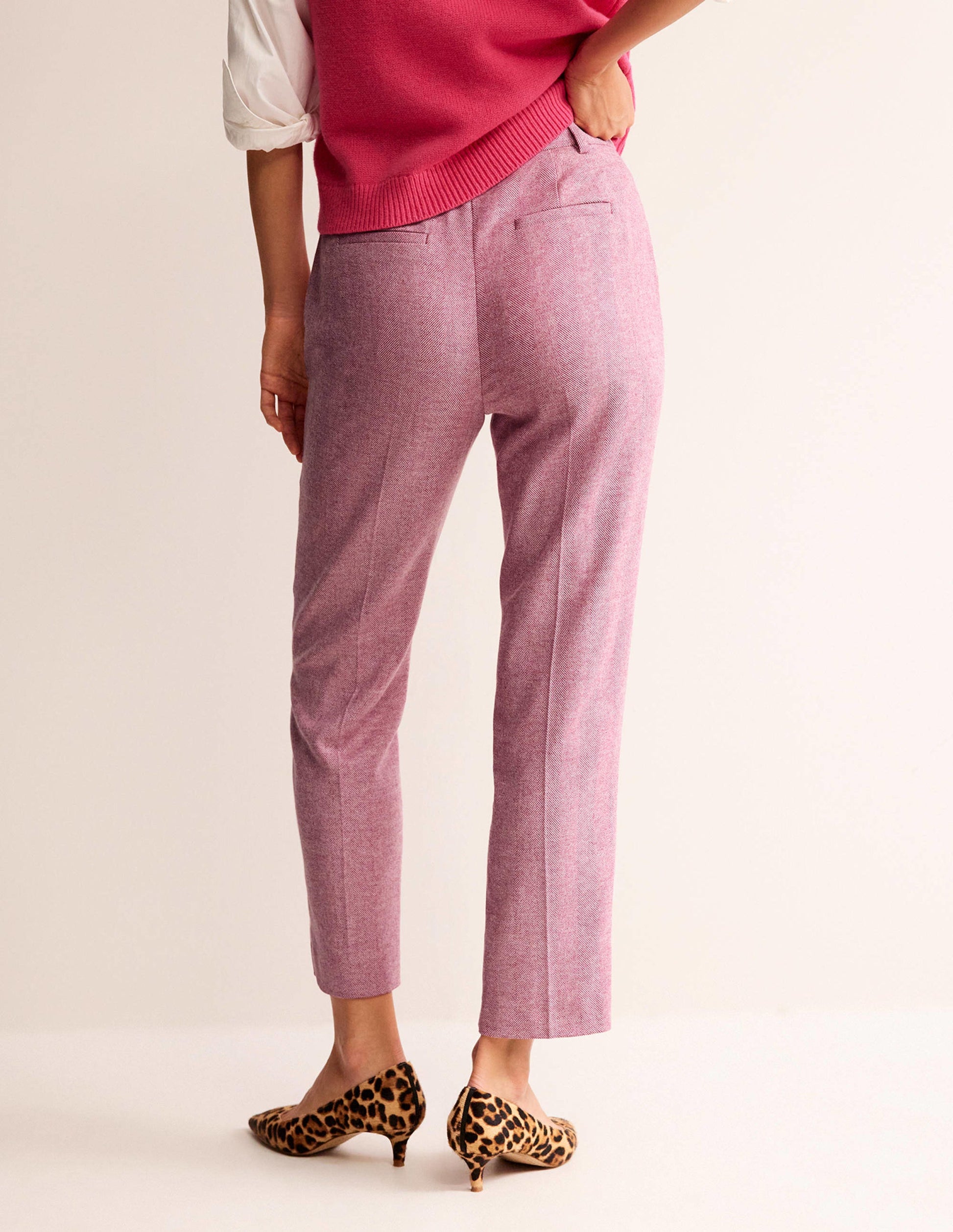 Kew Wool Pants-Pink Herringbone-3