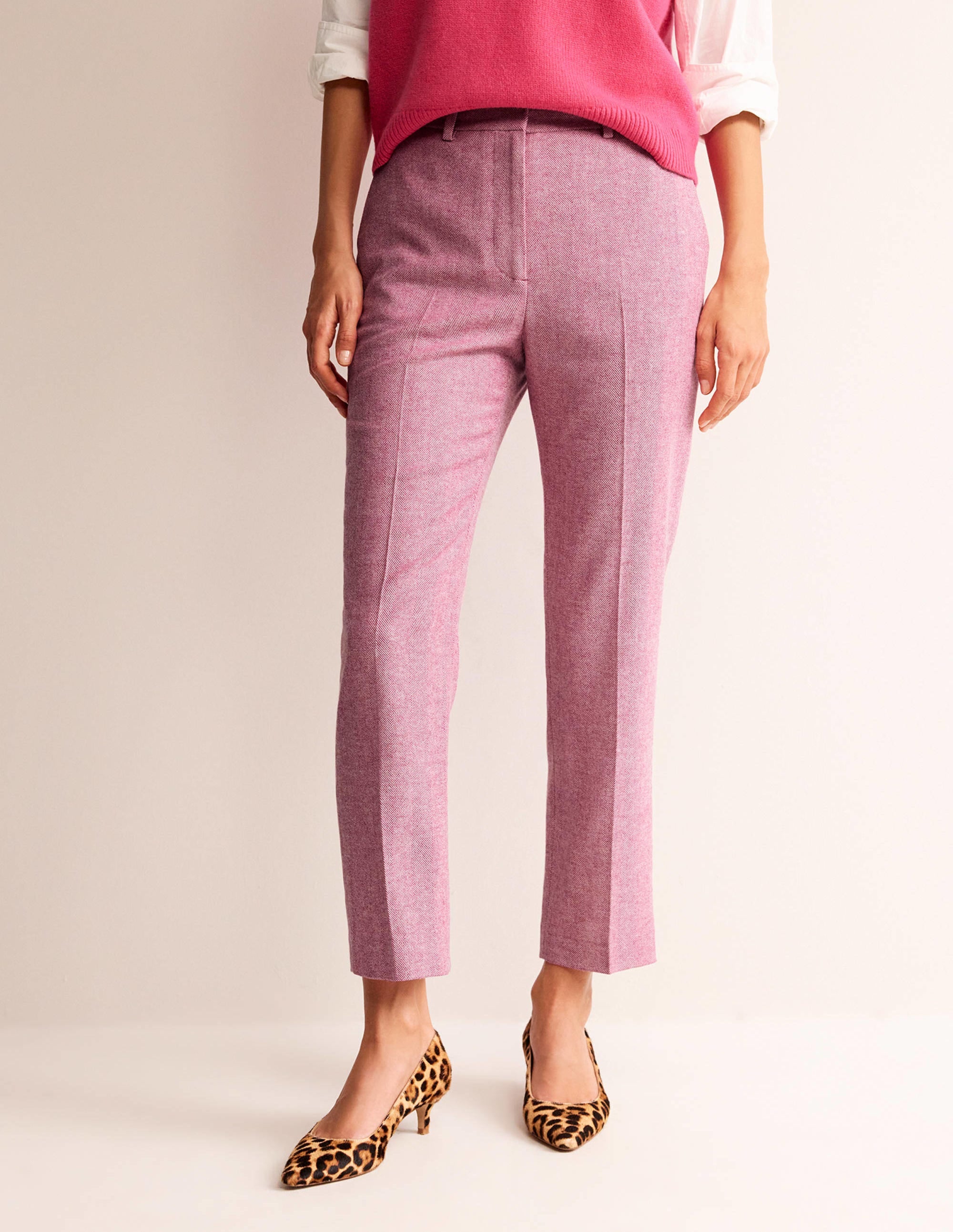 Kew Wool Pants-Pink Herringbone - Image 4