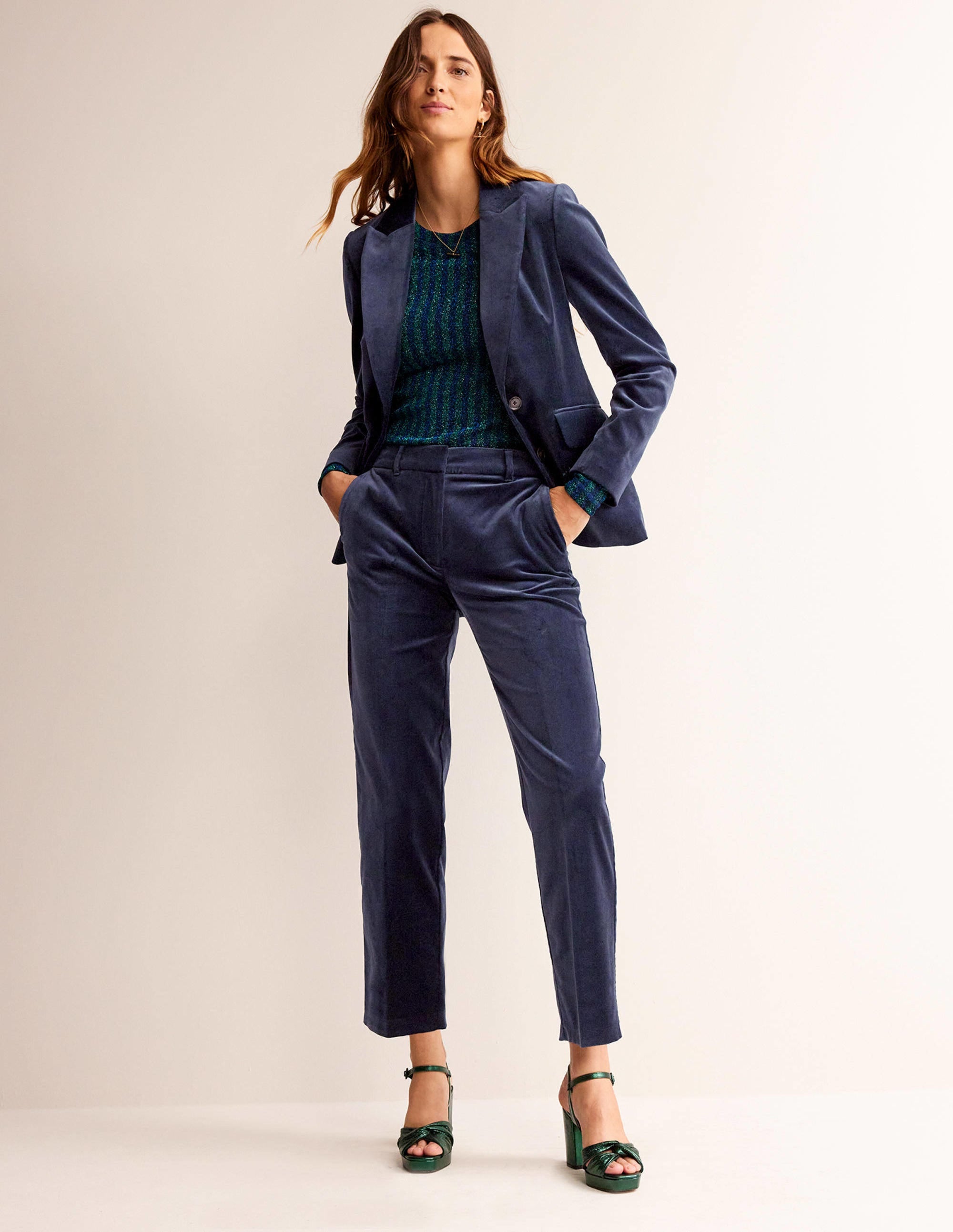 Kew Velvet Pants-Navy - Image 1