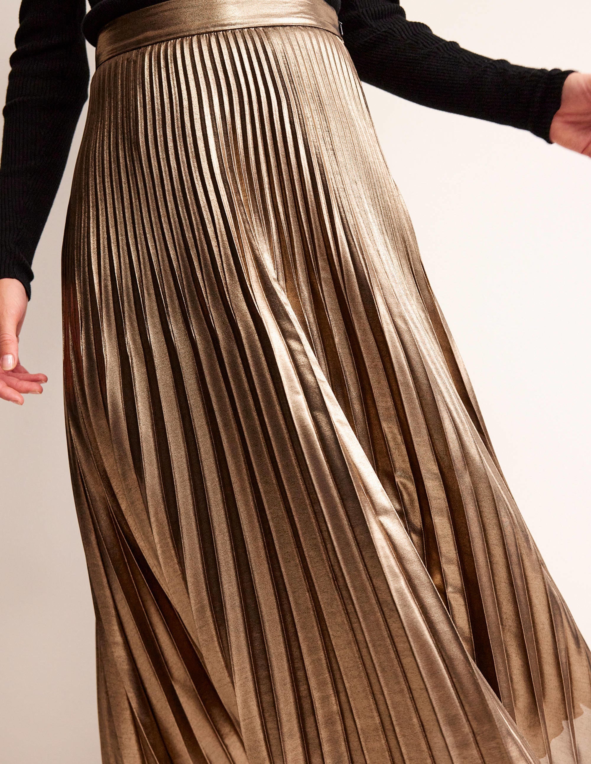Camilla Metallic Midi Skirt-Black Gold - Image 2