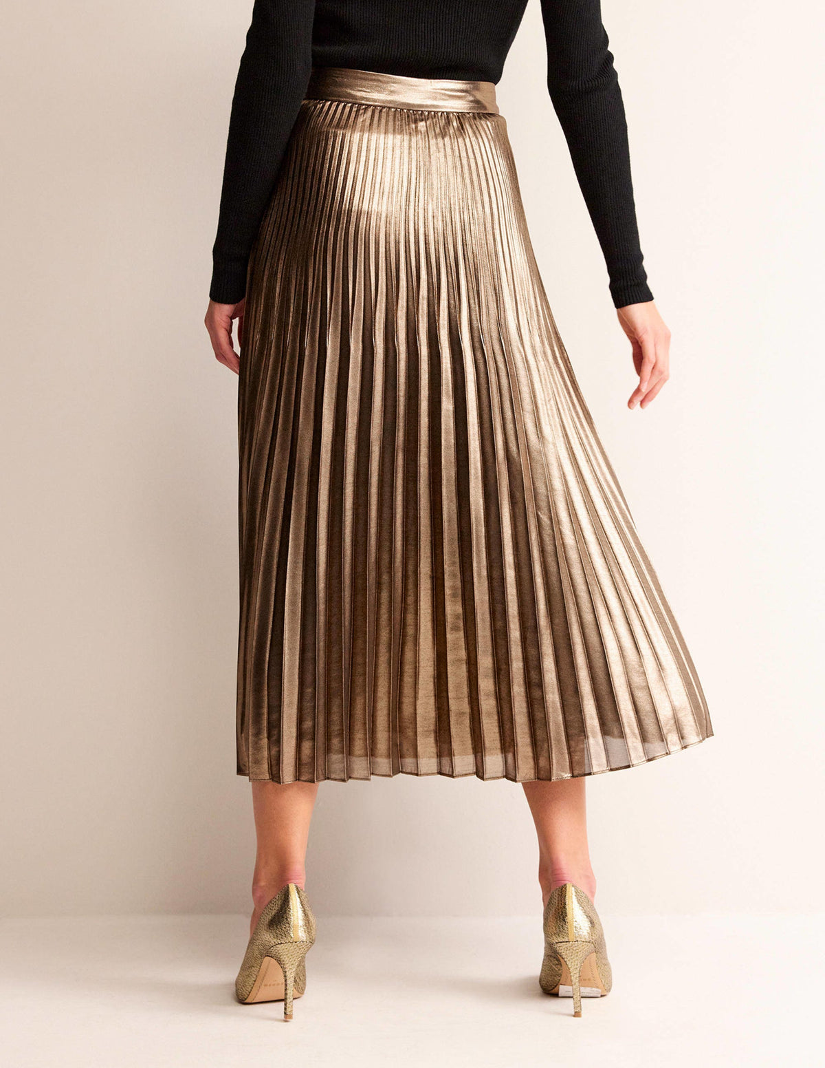 Camilla Metallic Midi Skirt-Black Gold - Image 3