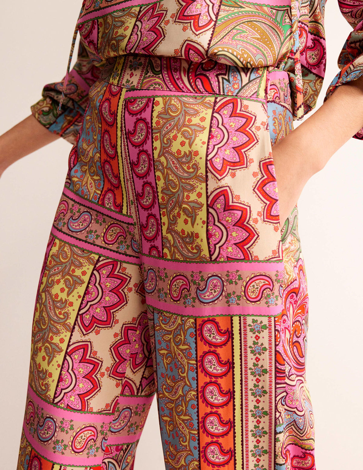 Fluid Wide-Leg Pants-Multi, Patchwork - Image 2