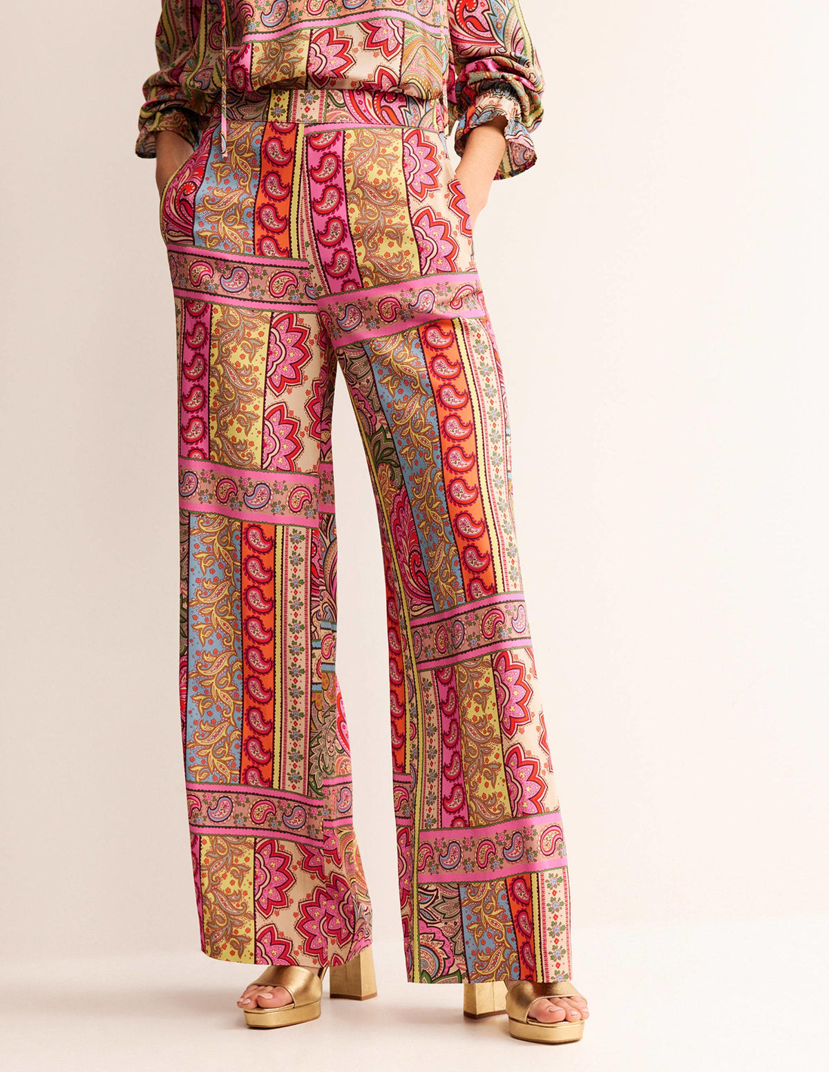 Fluid Wide-Leg Pants-Multi, Patchwork-4