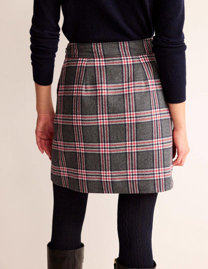 Estella Tweed Mini Skirt-Charcoal Check