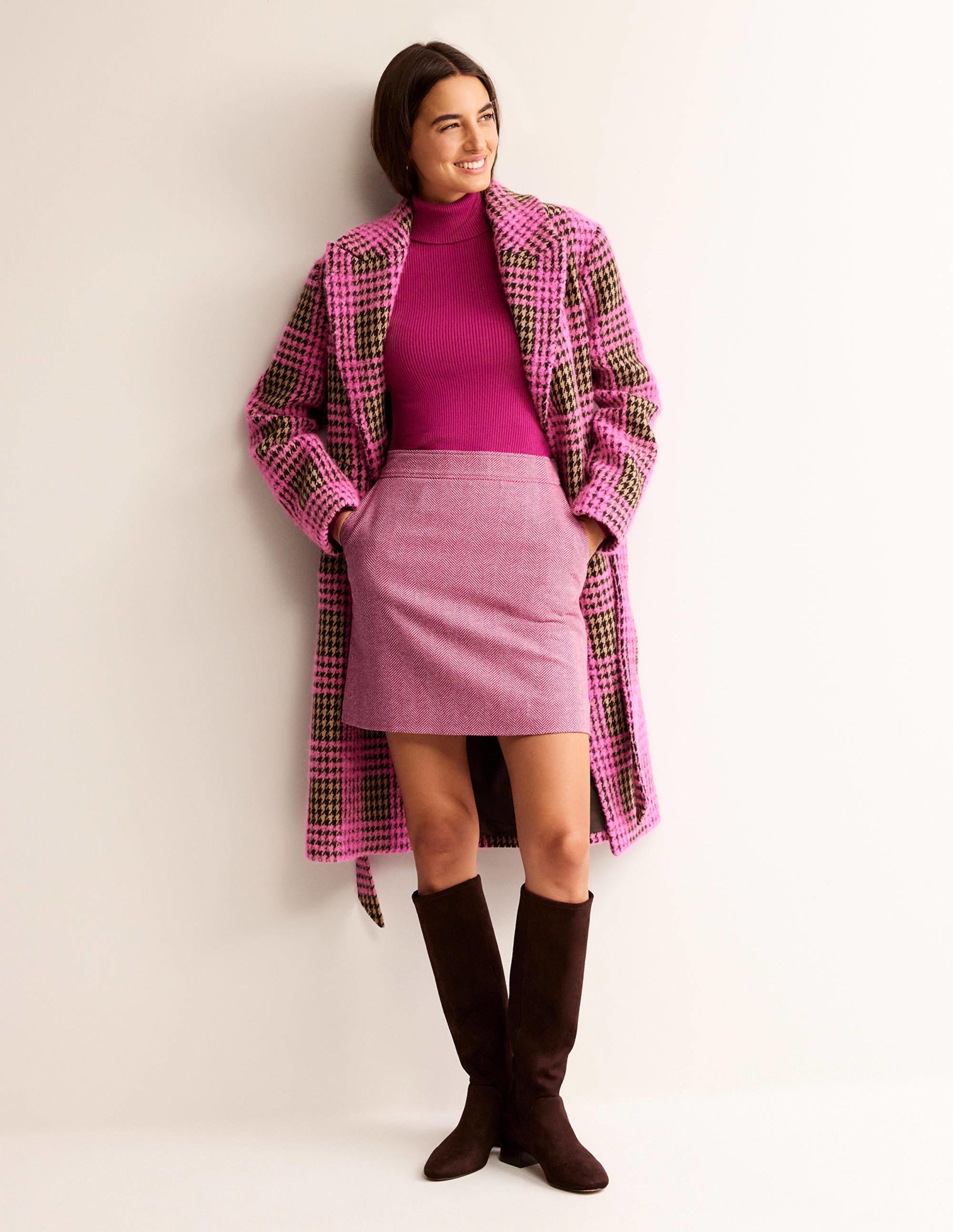 Estella Tweed Mini Skirt-Pink Herringbone - Image 5