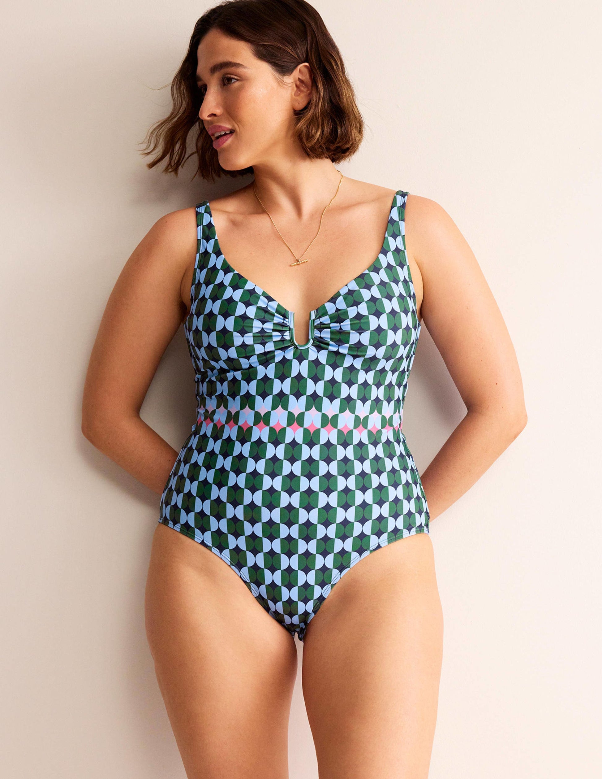 U-Bar Swimsuit-Cornflower, Multi Geo-1