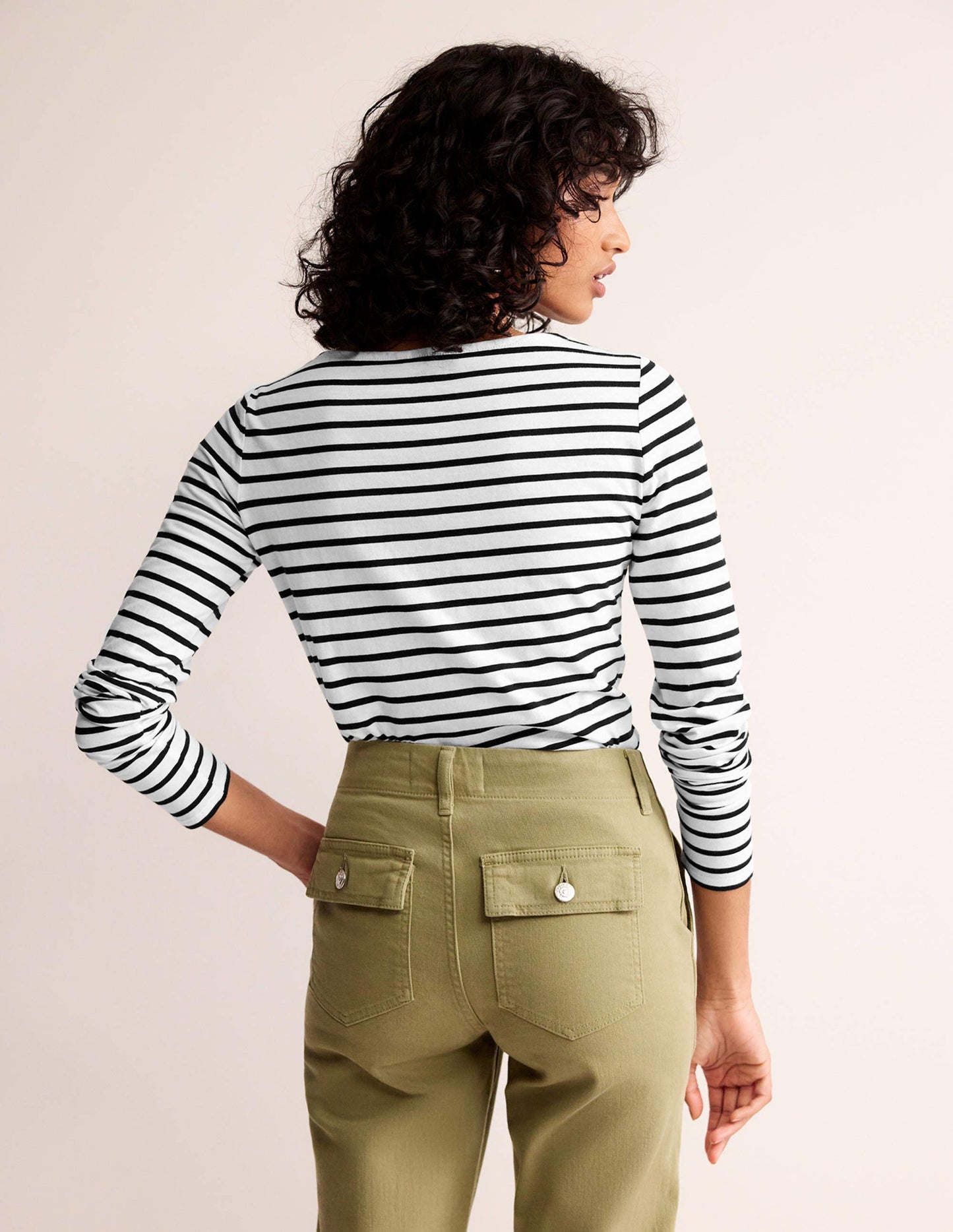 Ella Long Sleeve Breton-Ivory, Black