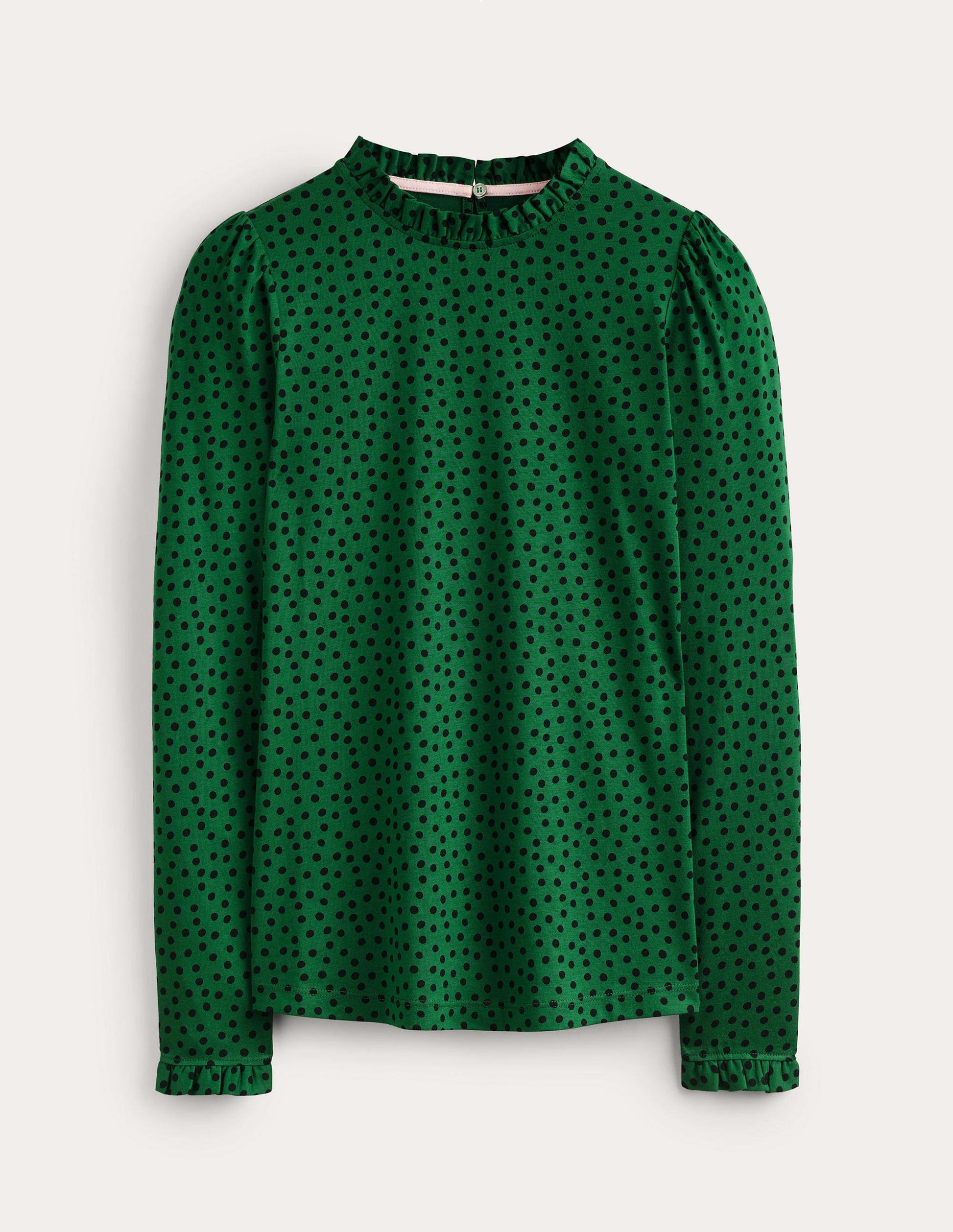 Supersoft Frill Detail Top-Amazon Green, Abstract Dot-4