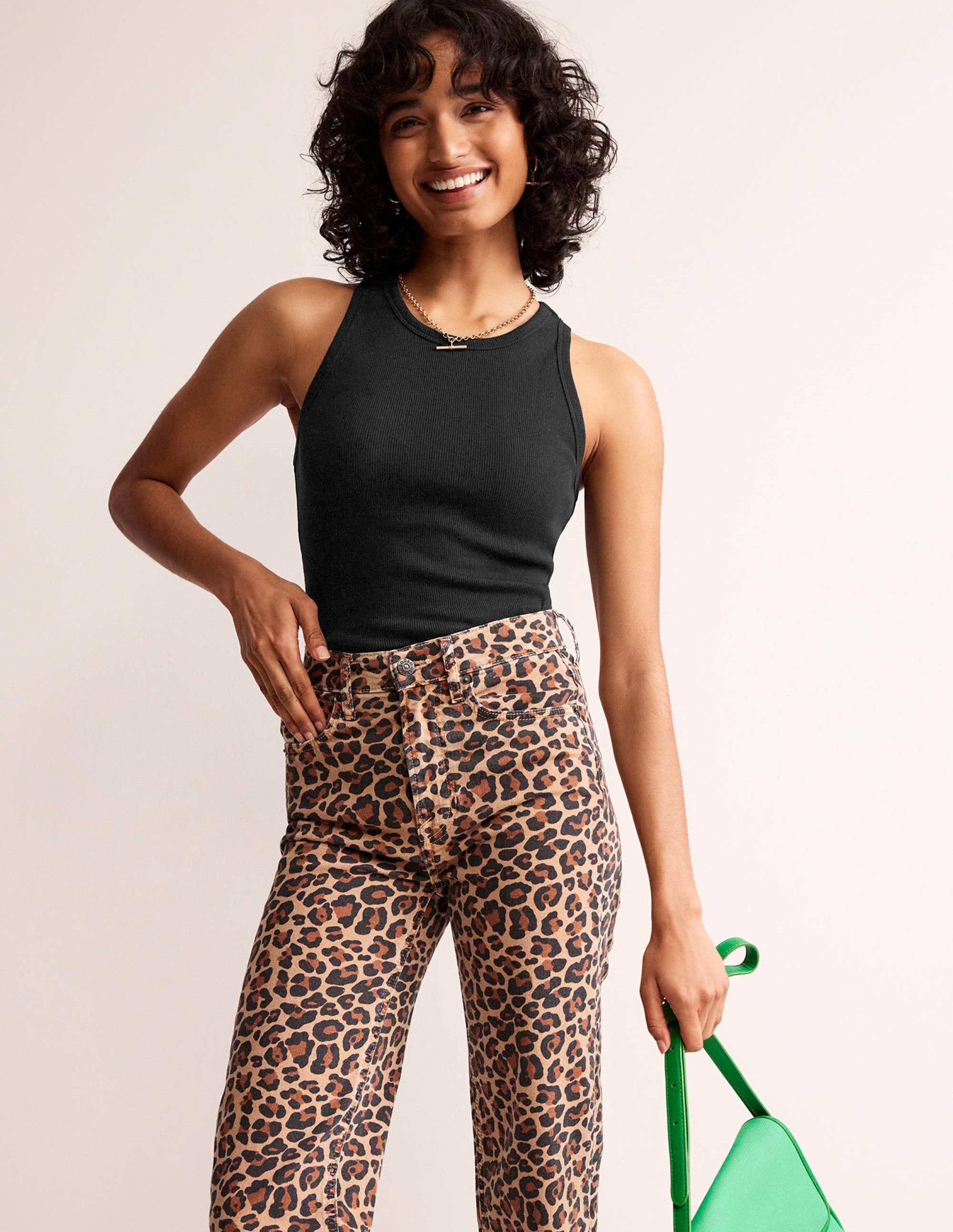 Cotton Ribbed Jersey Tank-Black - Image 4