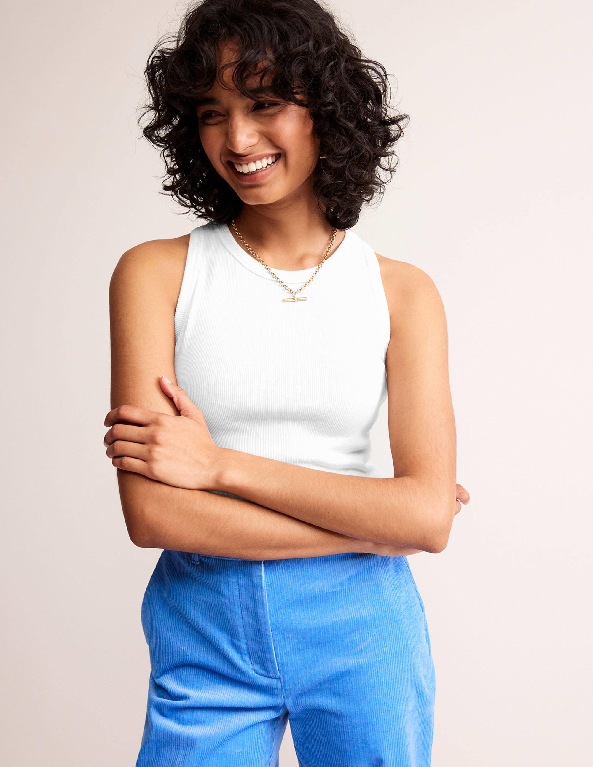 Cotton Ribbed Jersey Tank-White - Image 1
