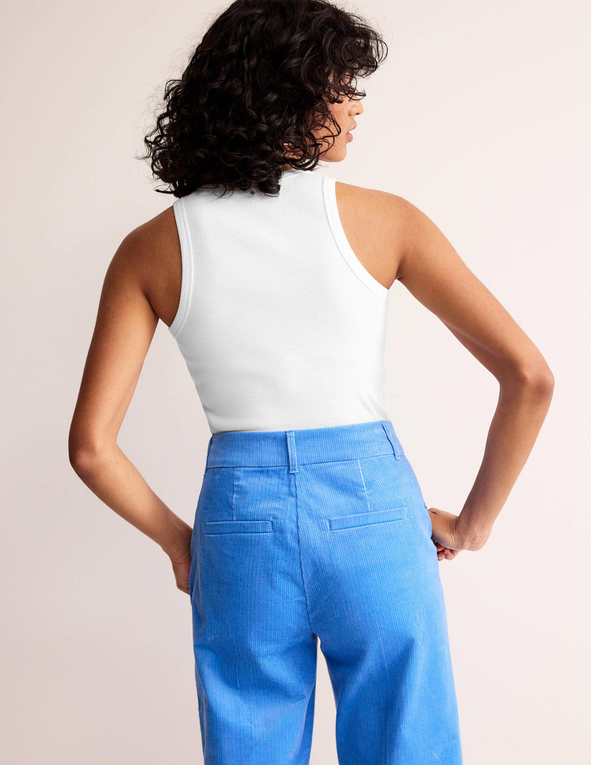Cotton Ribbed Jersey Tank-White - Image 3
