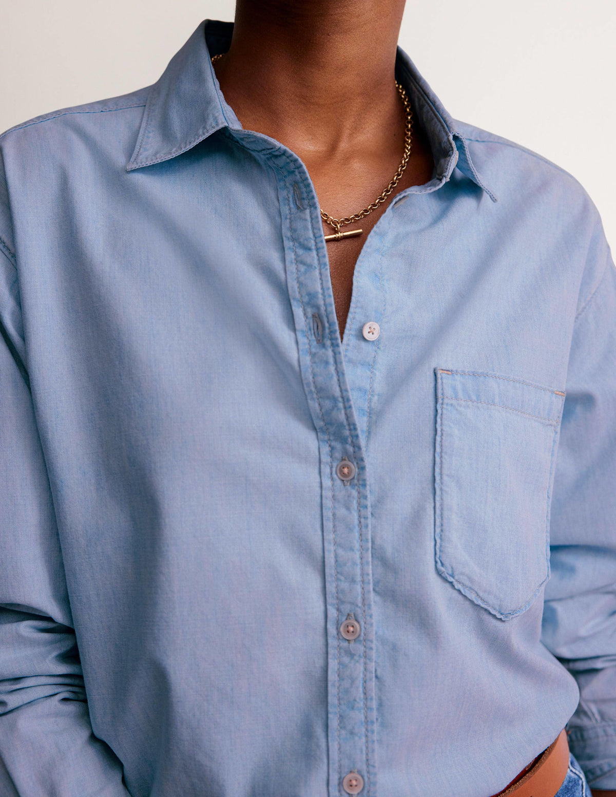 Relaxed Chambray Shirt-Light Denim-2