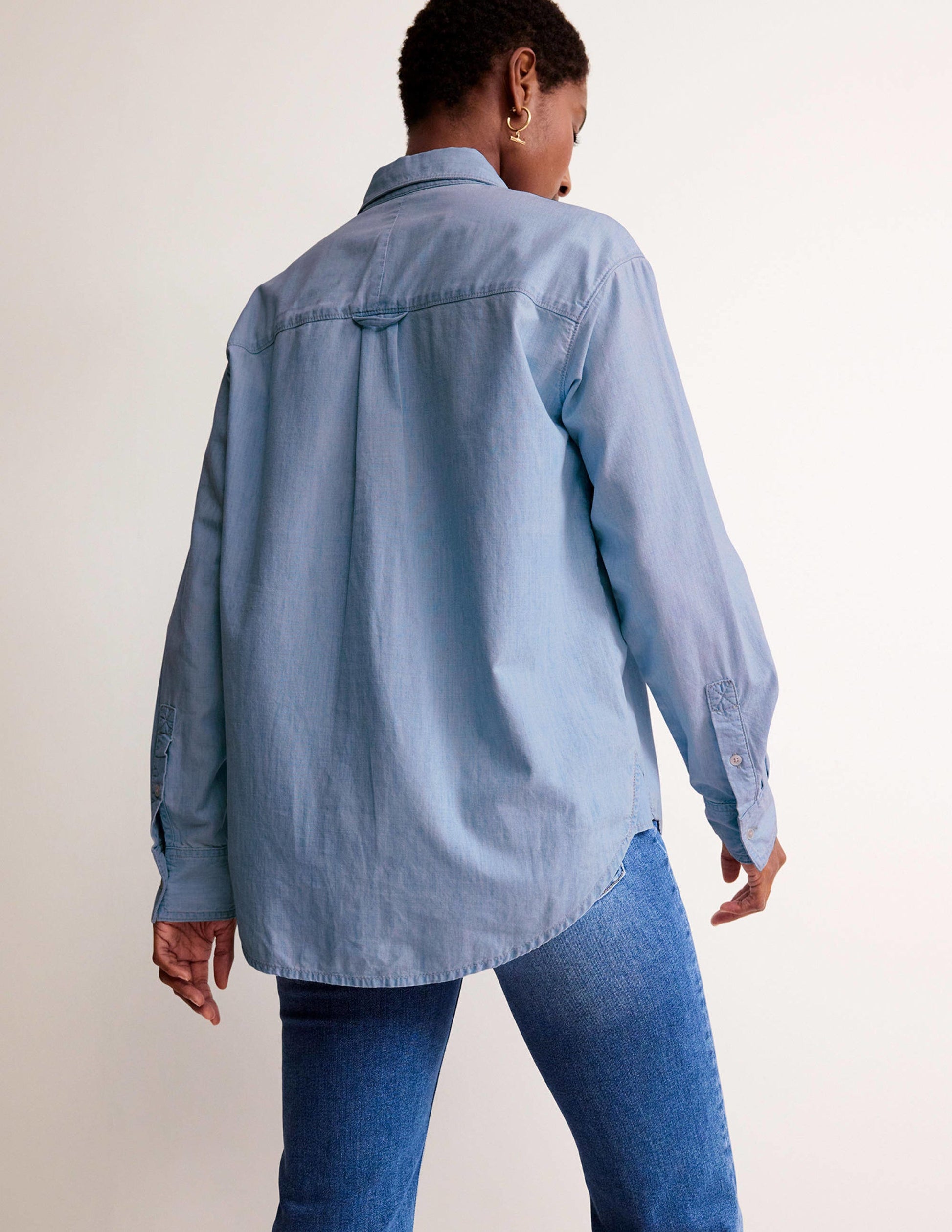 Relaxed Chambray Shirt-Light Denim-3