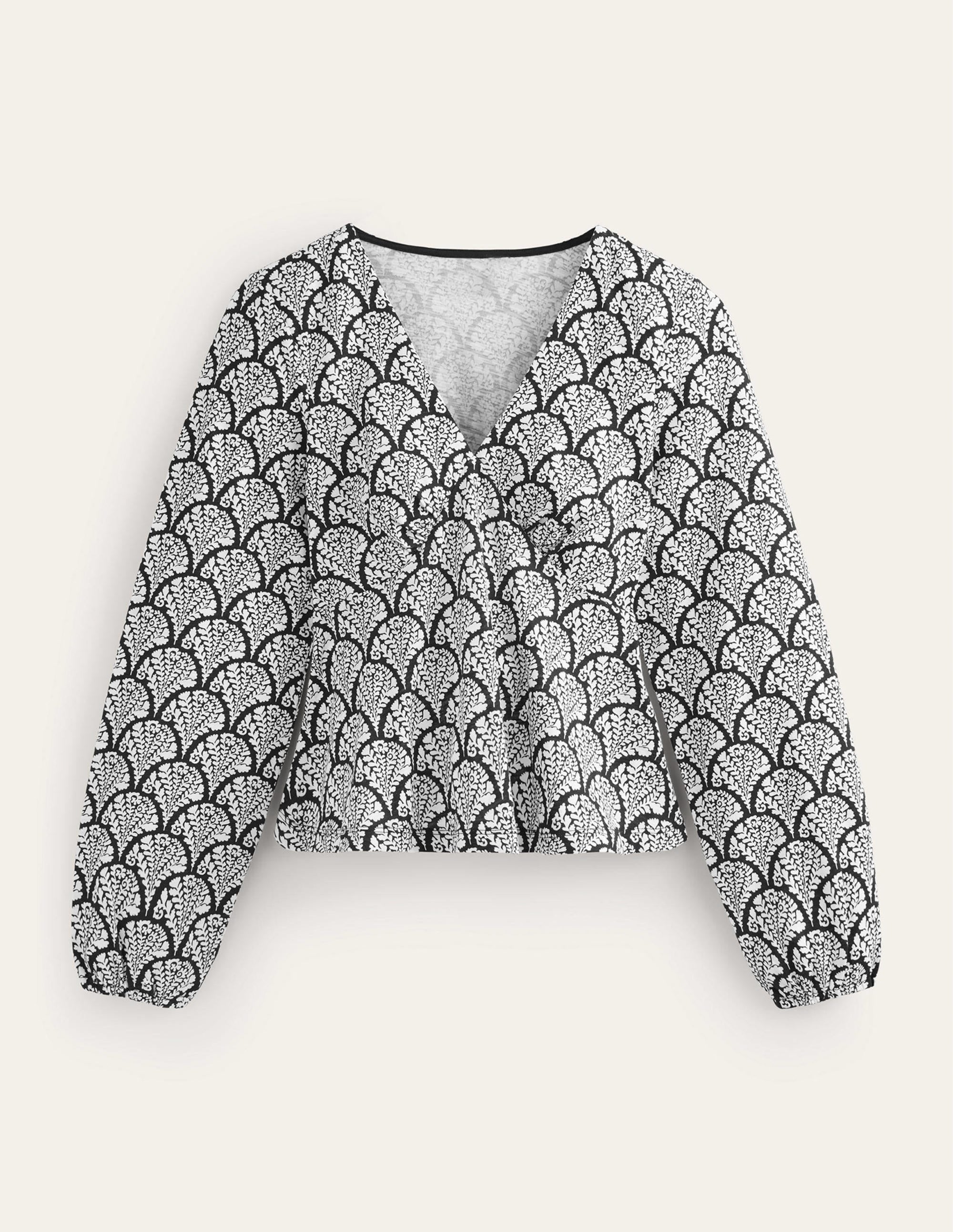 V-Neck Peplum Top-Black, Blossomy - Image 9