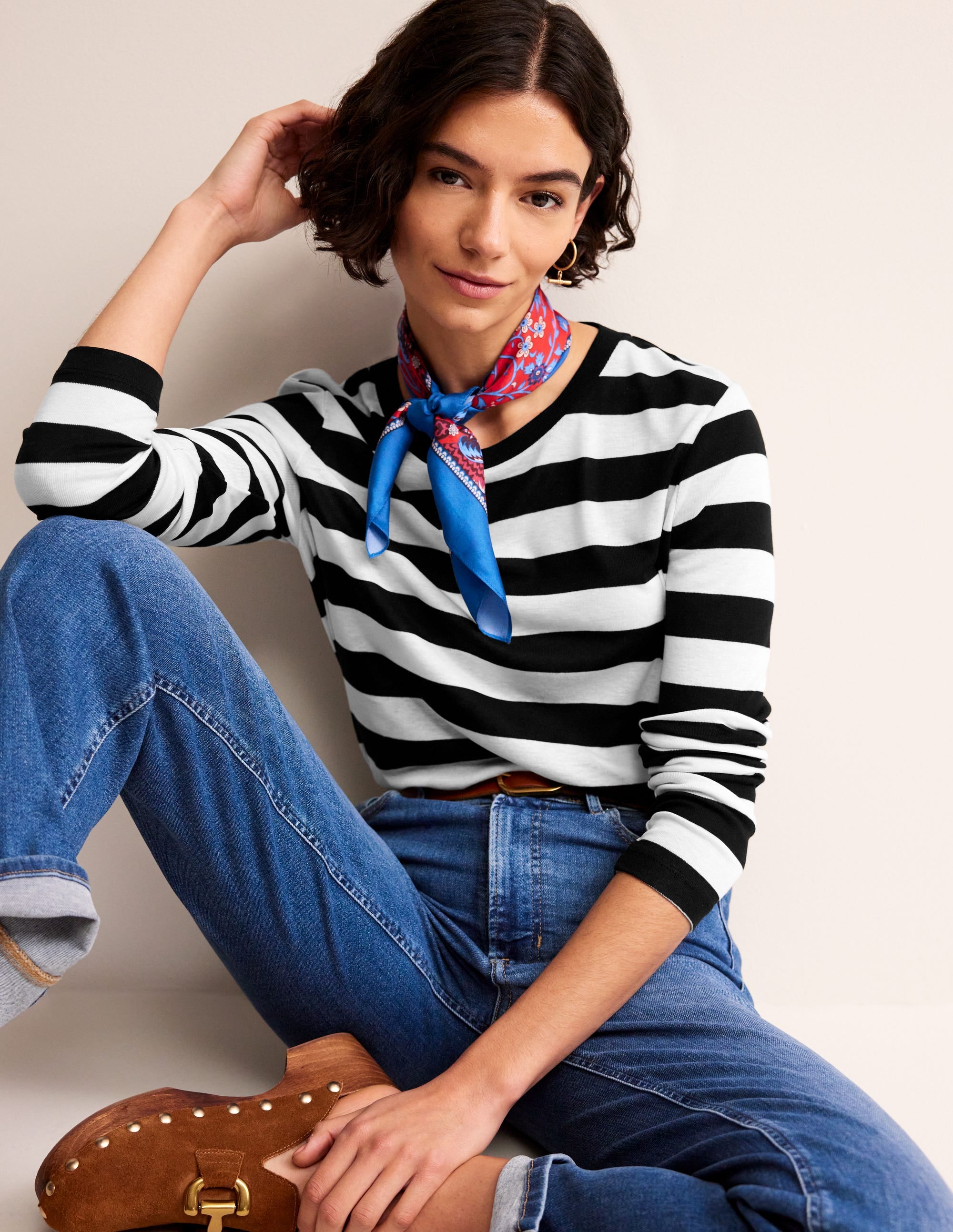Tamsin Long Sleeve Top-Black, Ivory - Image 4