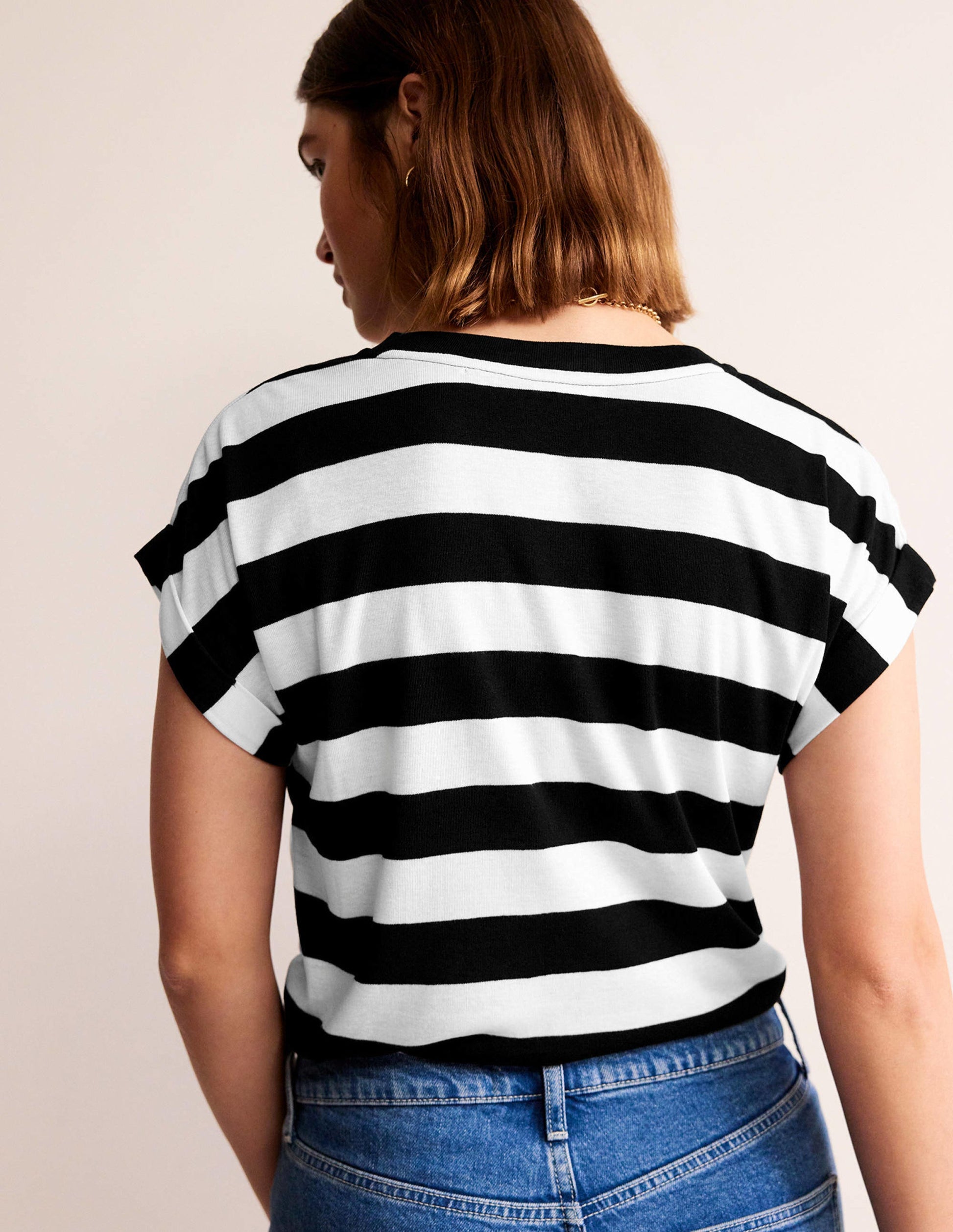 Tamsin Short Sleeve Top-Black, Ivory-3
