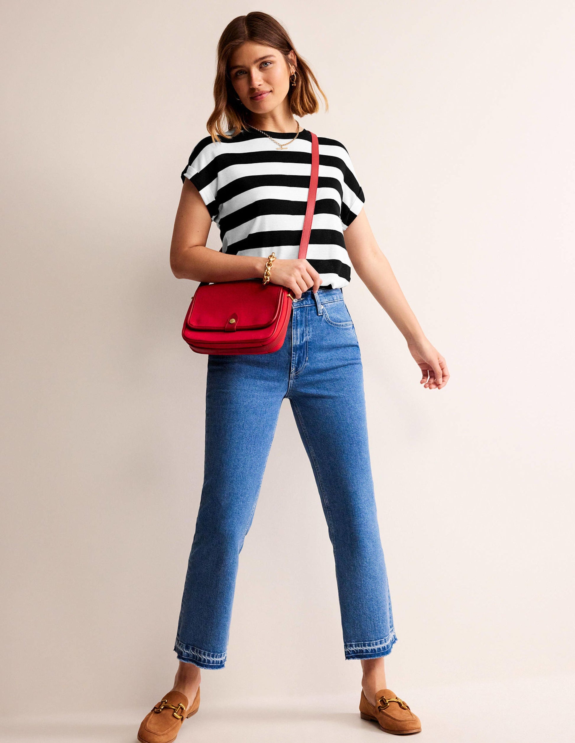 Tamsin Short Sleeve Top-Black, Ivory-4