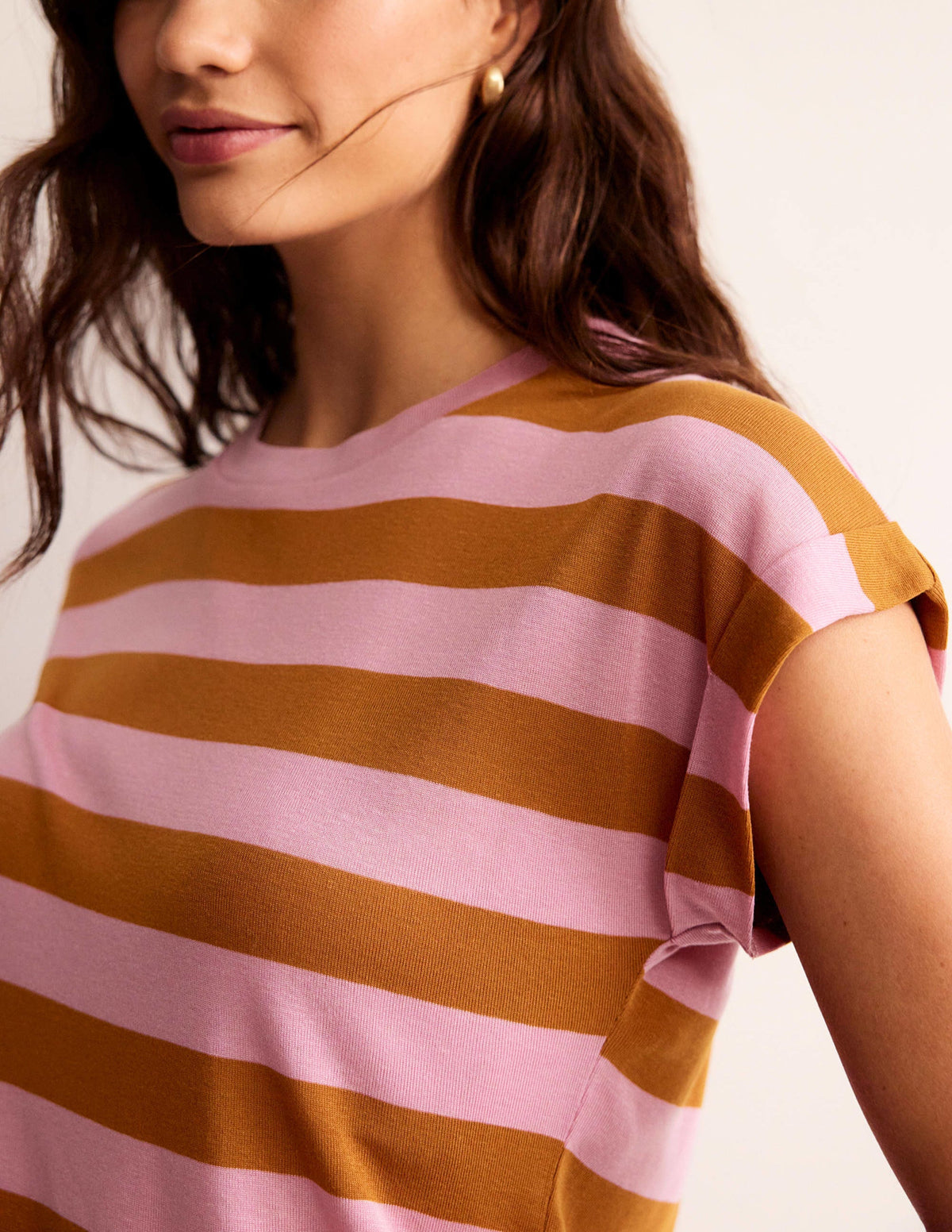 Tamsin Short Sleeve Top-Pink, Camel-2