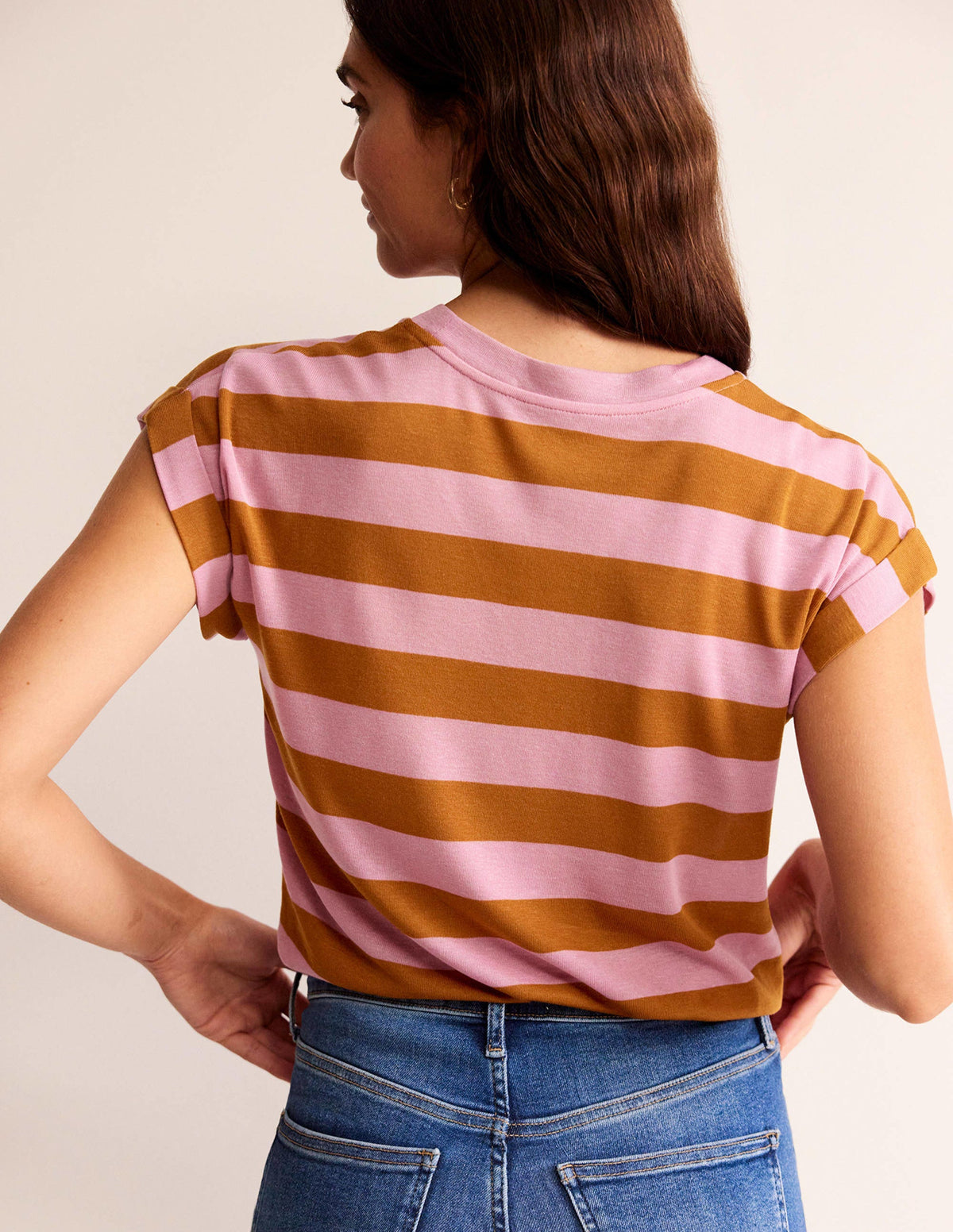 Tamsin Short Sleeve Top-Pink, Camel - Image 3