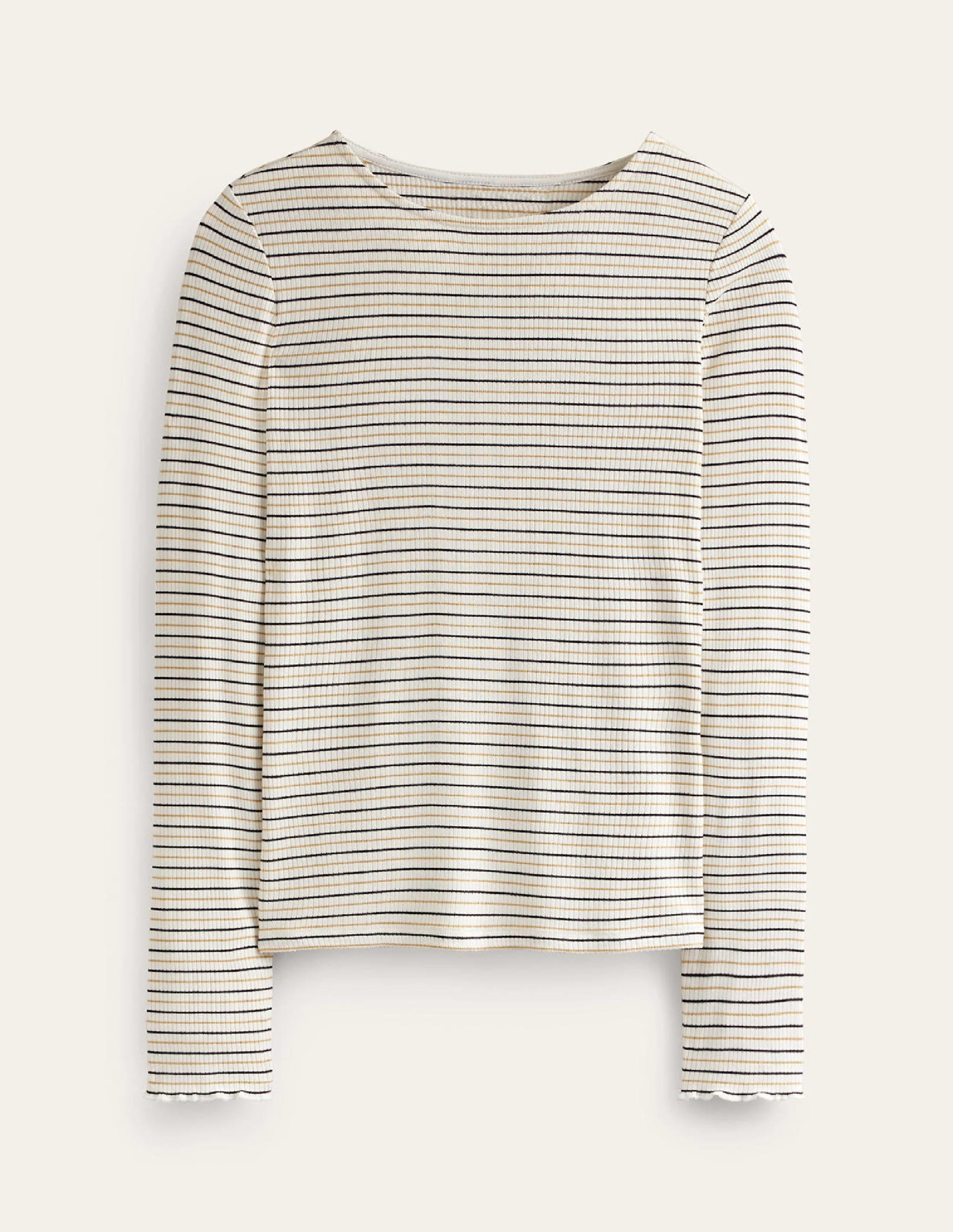 Long Sleeve Metallic Top-Ivory Stripe - Image 5