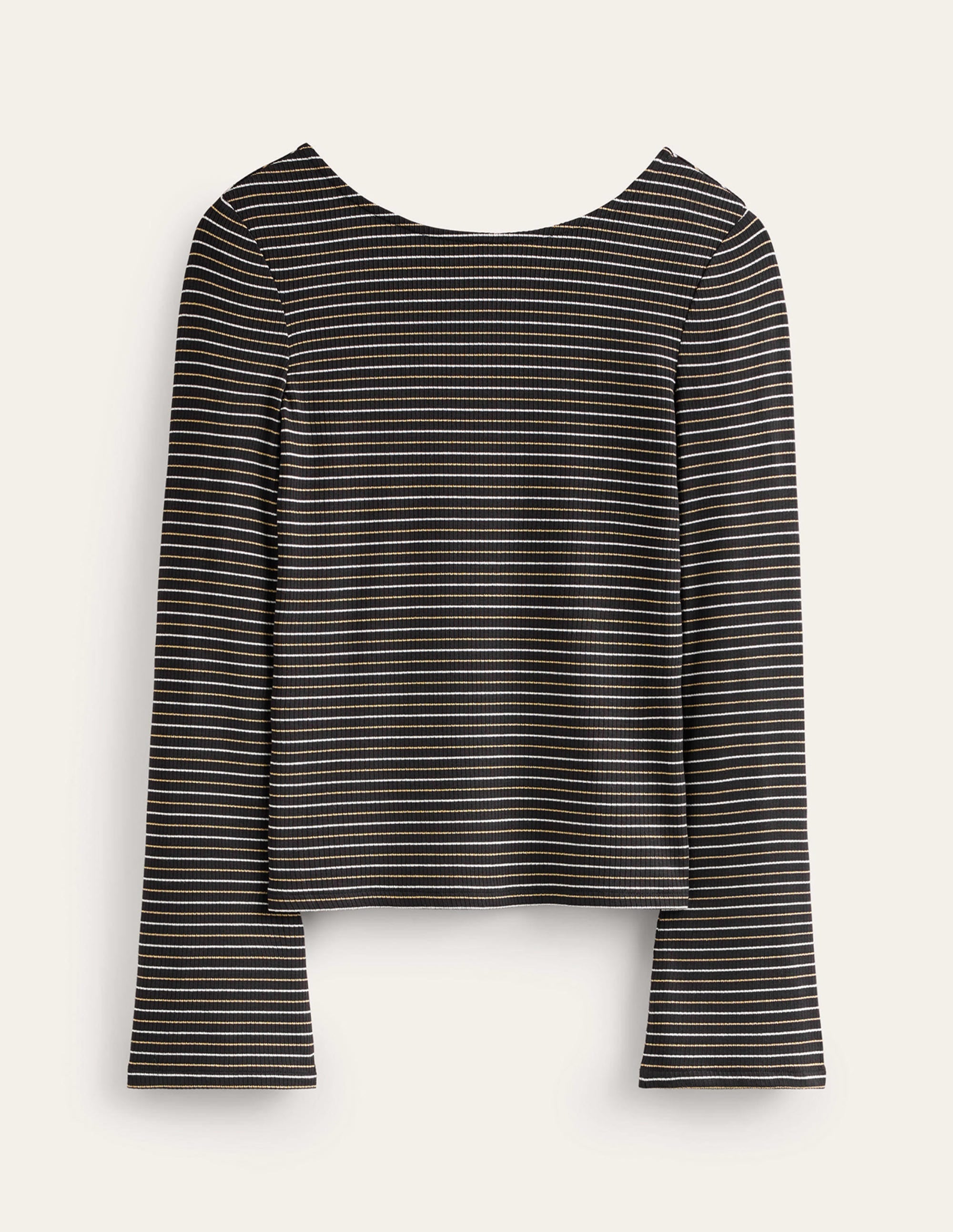 Fluted Sleeve Jersey Top-Black Stripe - Image 5
