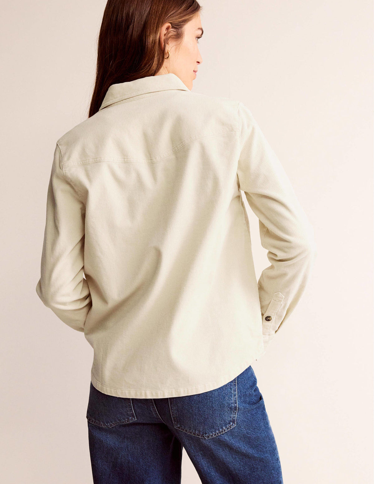 Straight-Fit Corduroy Shirt-Vanilla-3