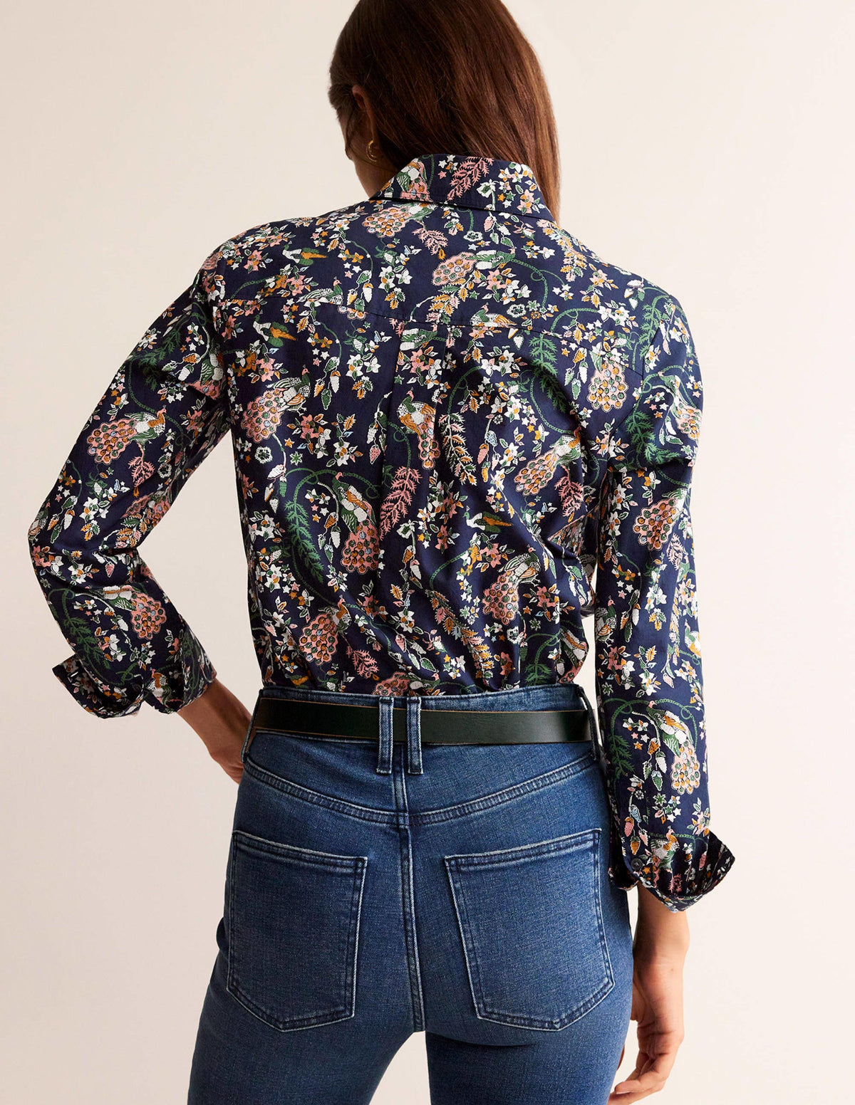 Sienna Cotton Shirt-French Navy, Peacock-3