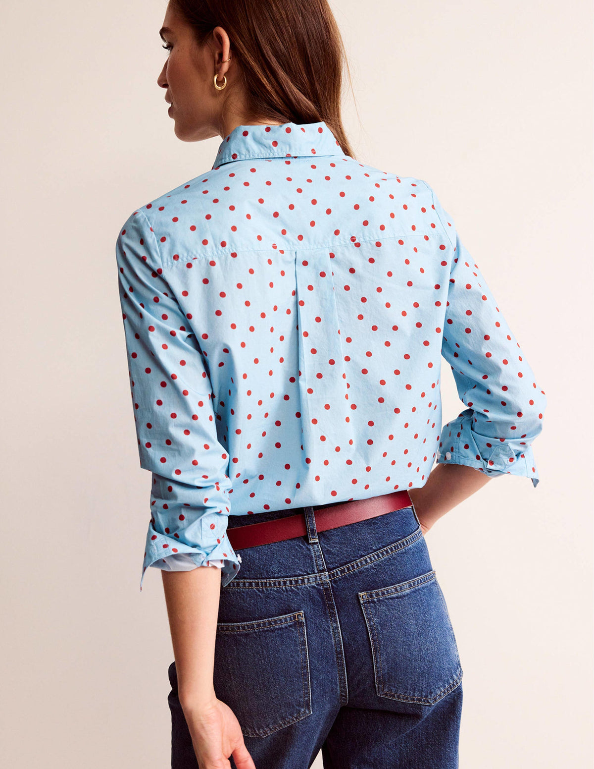 Sienna Cotton Shirt-Heron Blue, Spaced Dot - Image 3