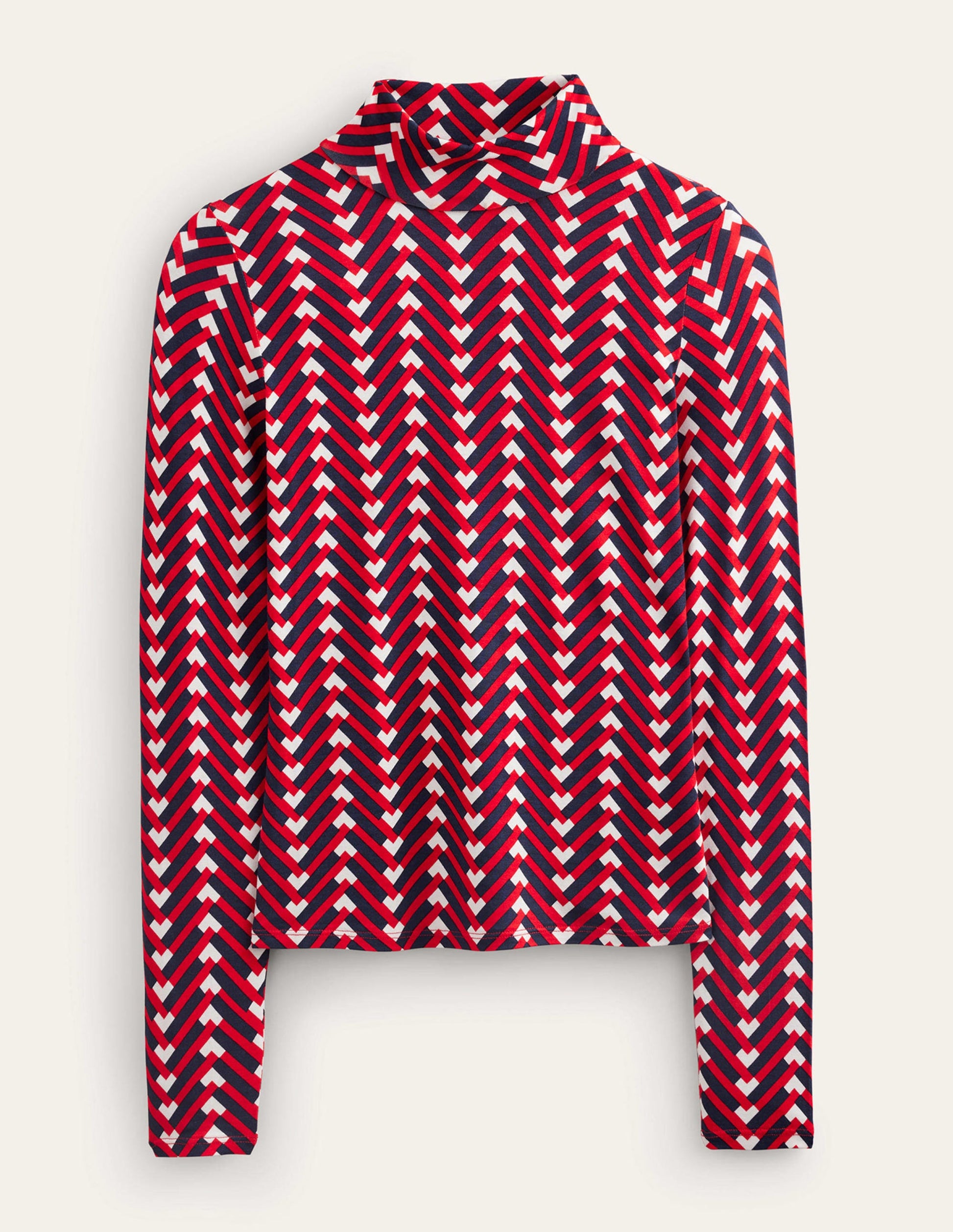 Polly Jersey Top-Hot Pepper, Chevron Geo-7