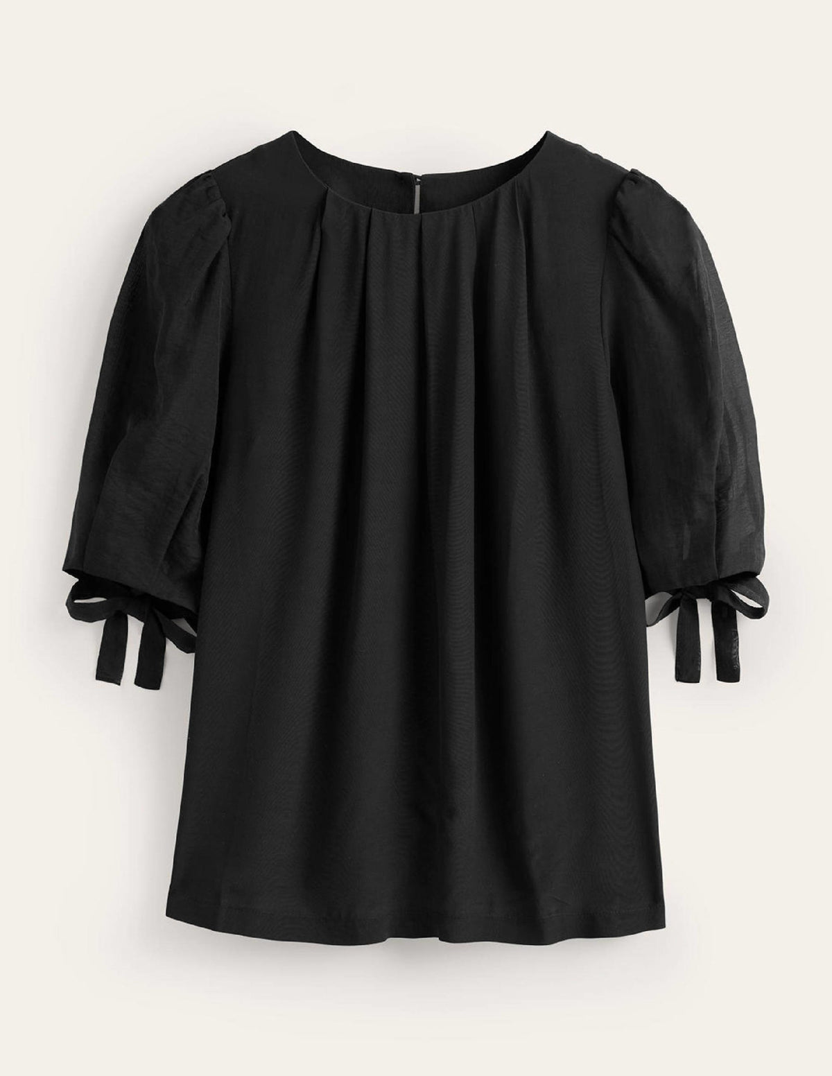 Organza Puff-Sleeve Top-Black - Image 6