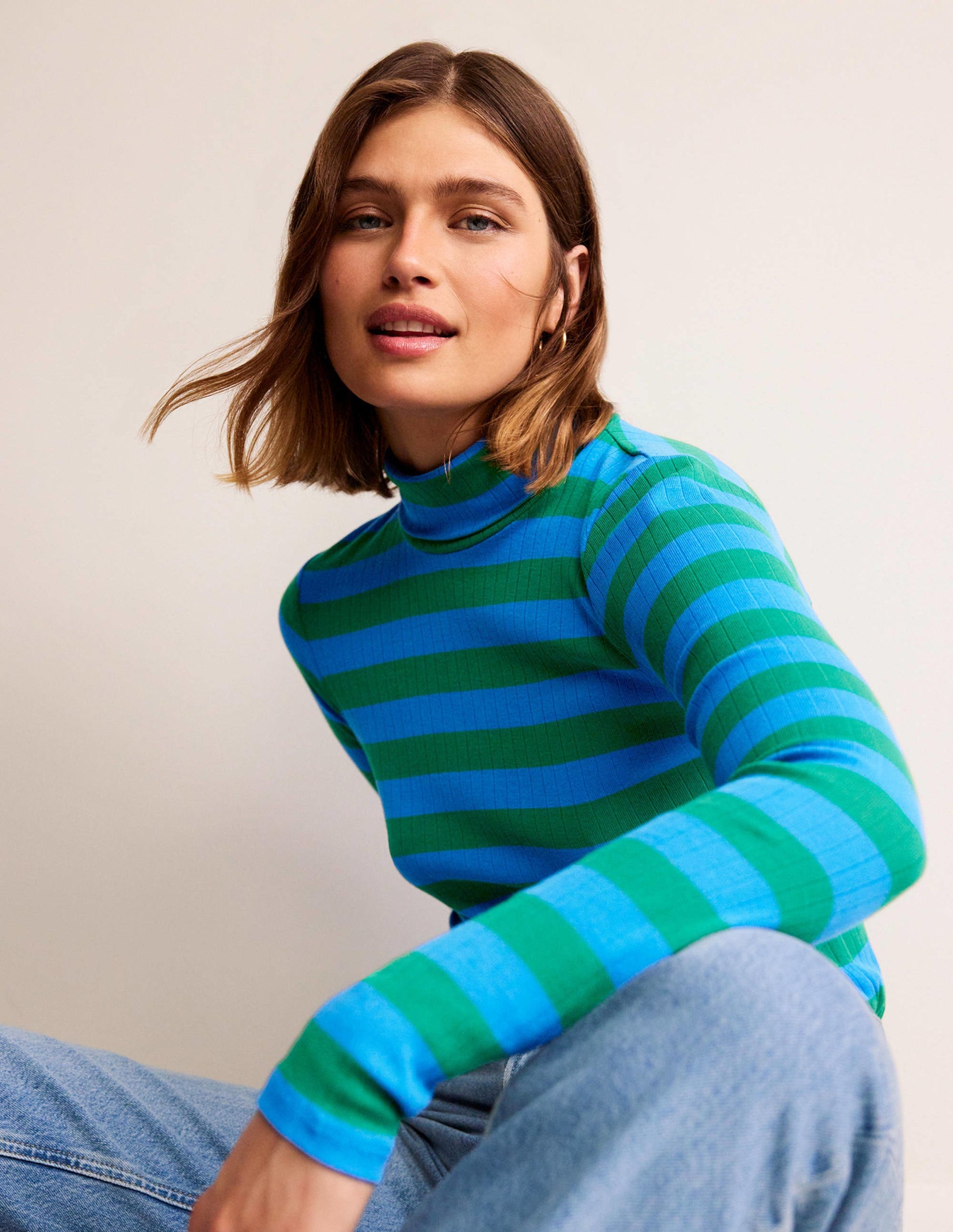 Anna Rib Roll Neck Top-Bright Cobalt, Veridian Green-1