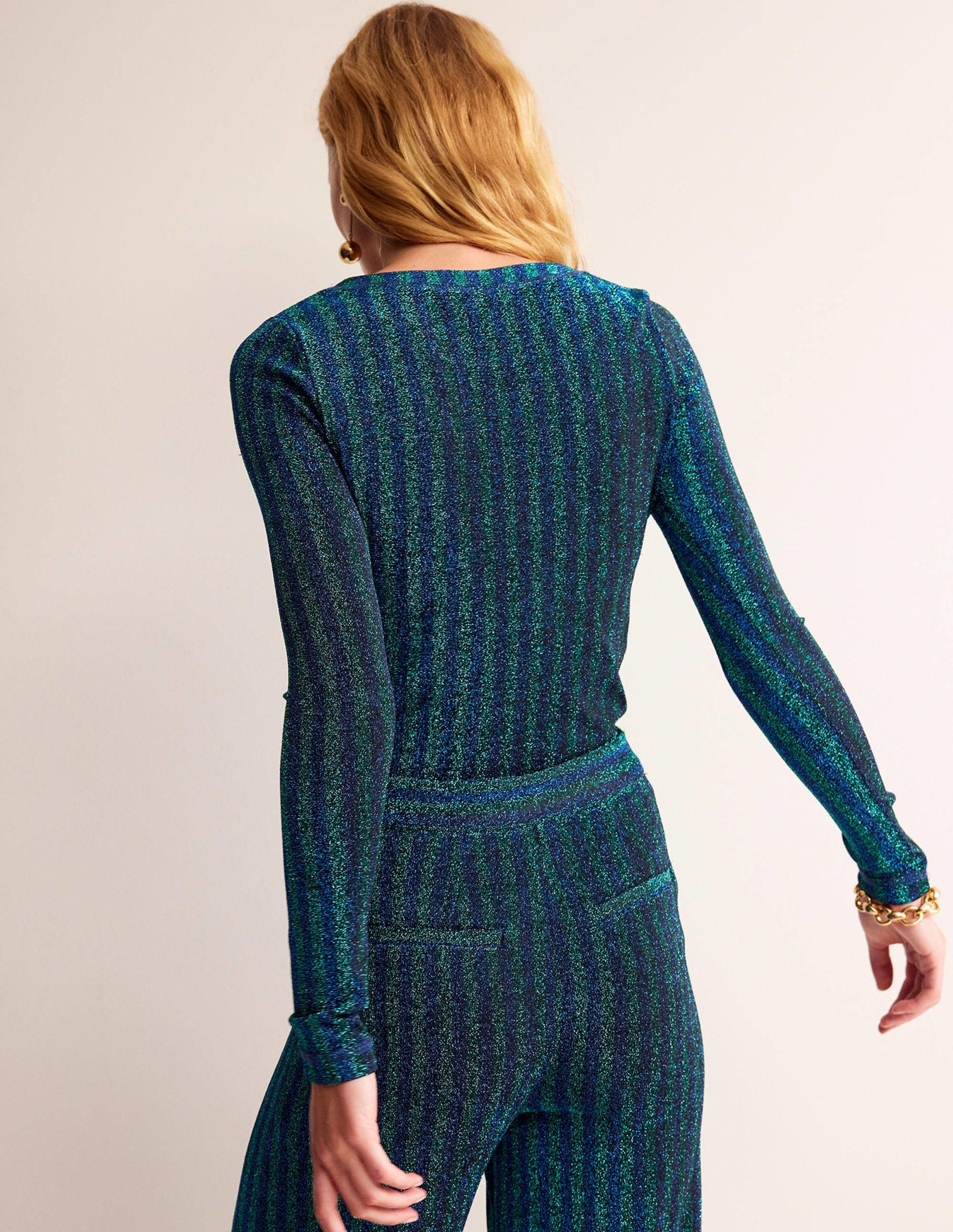 Mia Metallic Top-Blue, Green-3