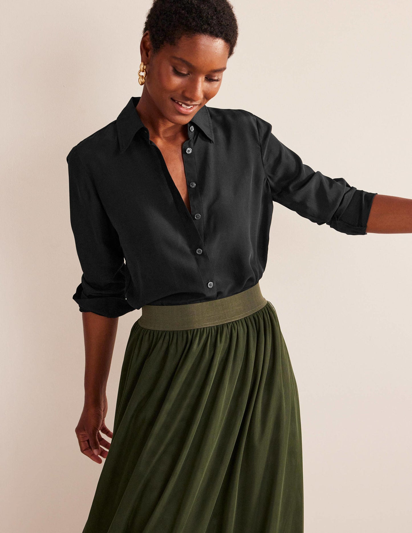 Sienna Silk Shirt-Black