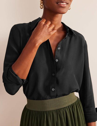 Sienna Silk Shirt-Black