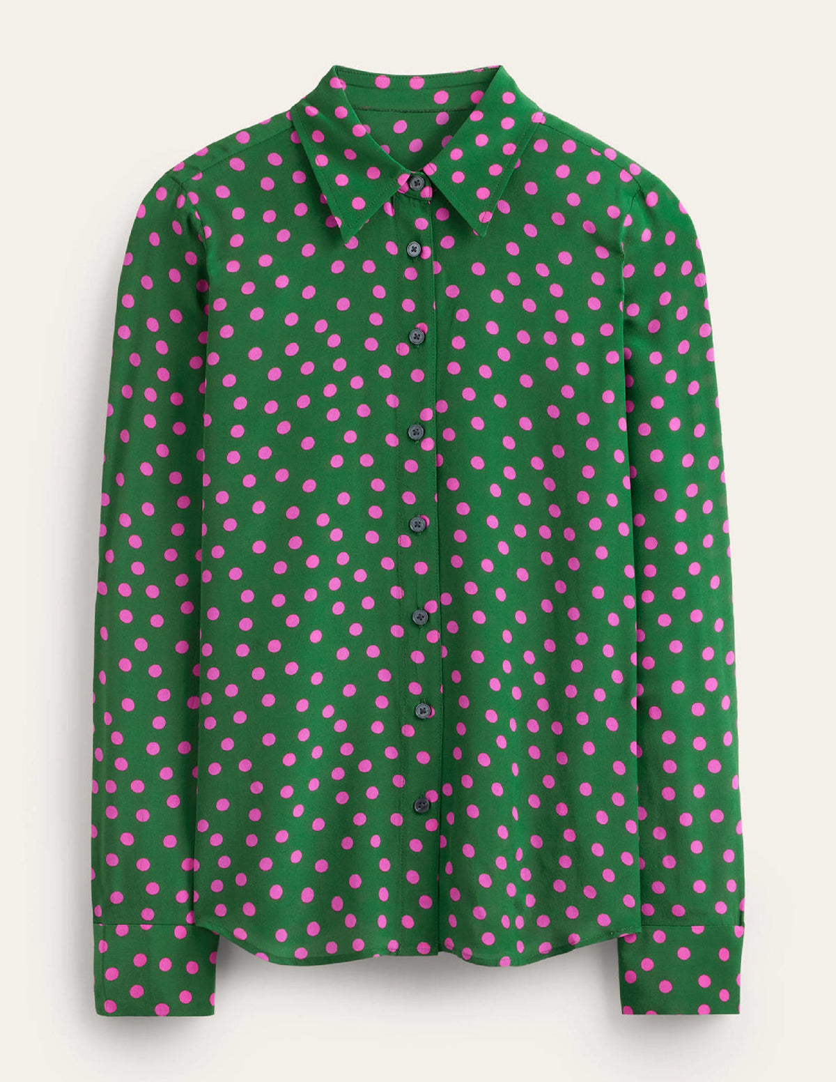 Sienna Silk Shirt-Amazon Green, Dotty Spot-6