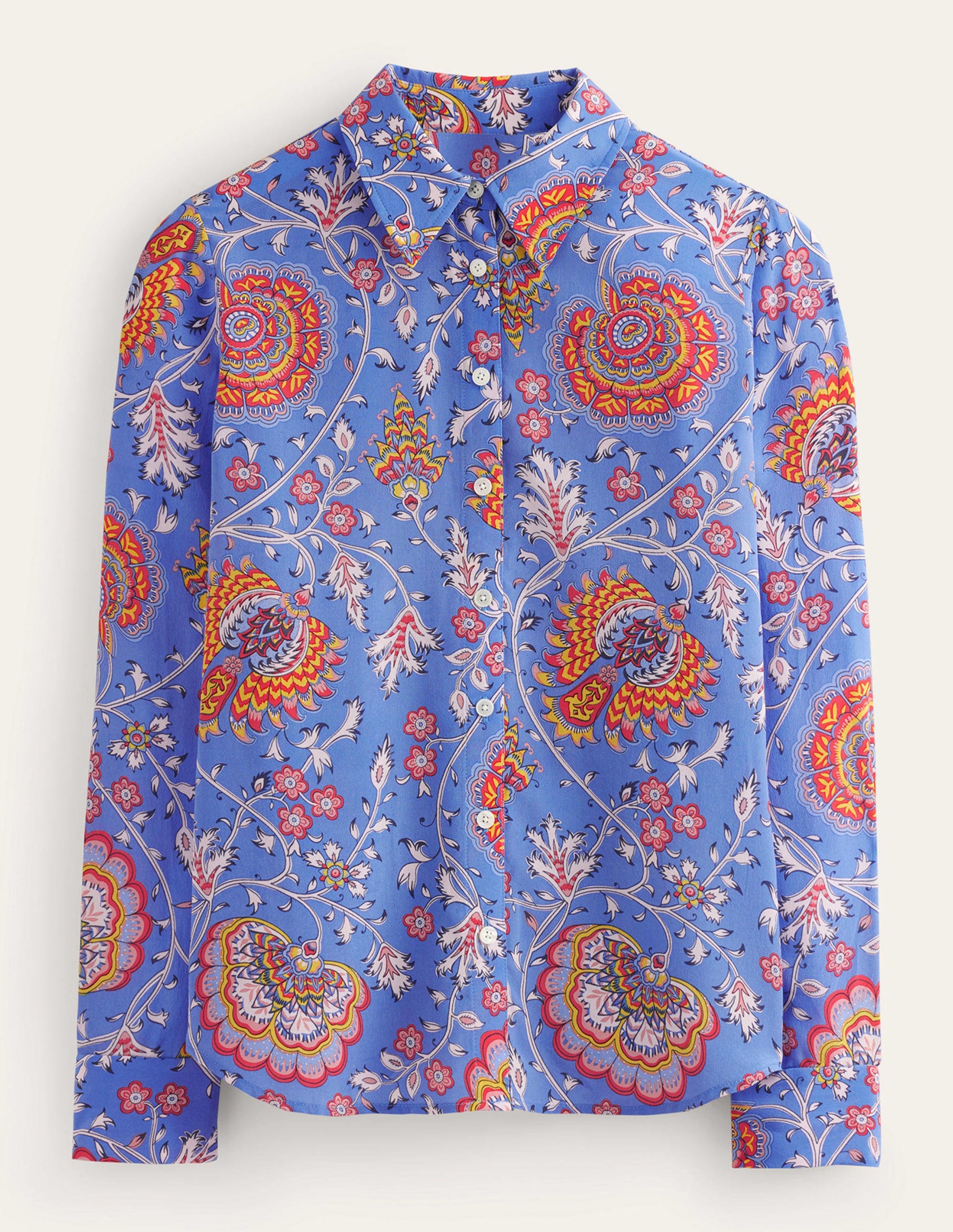 Sienna Silk Shirt-Azure, Gardenia Grove-8