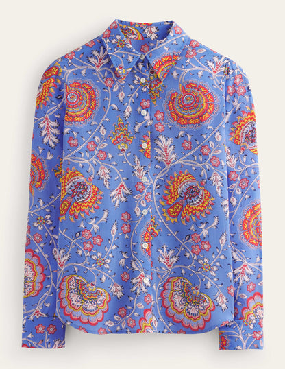 Sienna Silk Shirt-Azure, Gardenia Grove-8