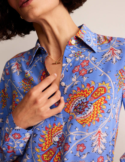 Sienna Silk Shirt-Azure, Gardenia Grove-2