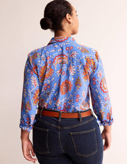 Sienna Silk Shirt-Azure, Gardenia Grove-6