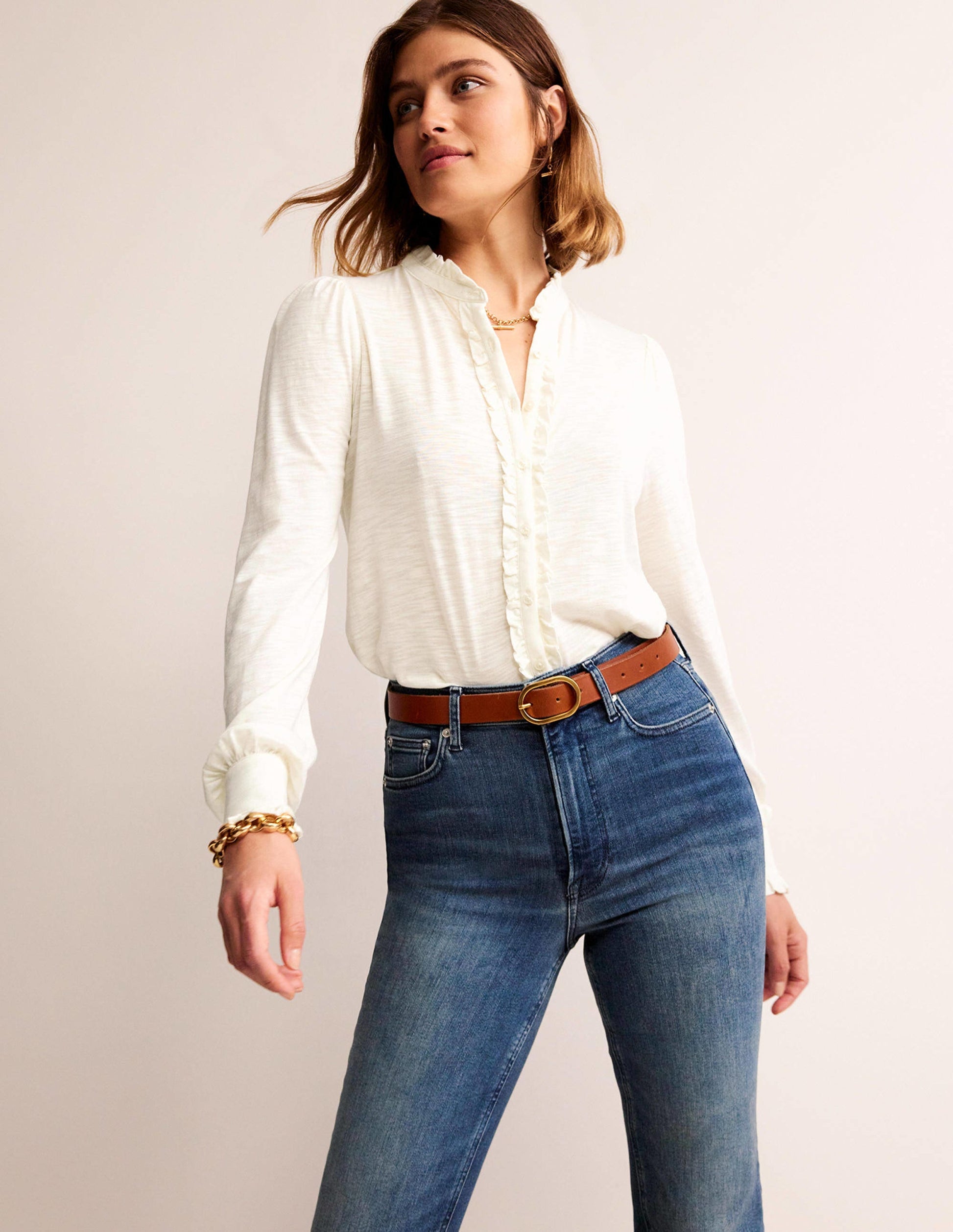 Caroline Jersey Shirt-Ivory-1