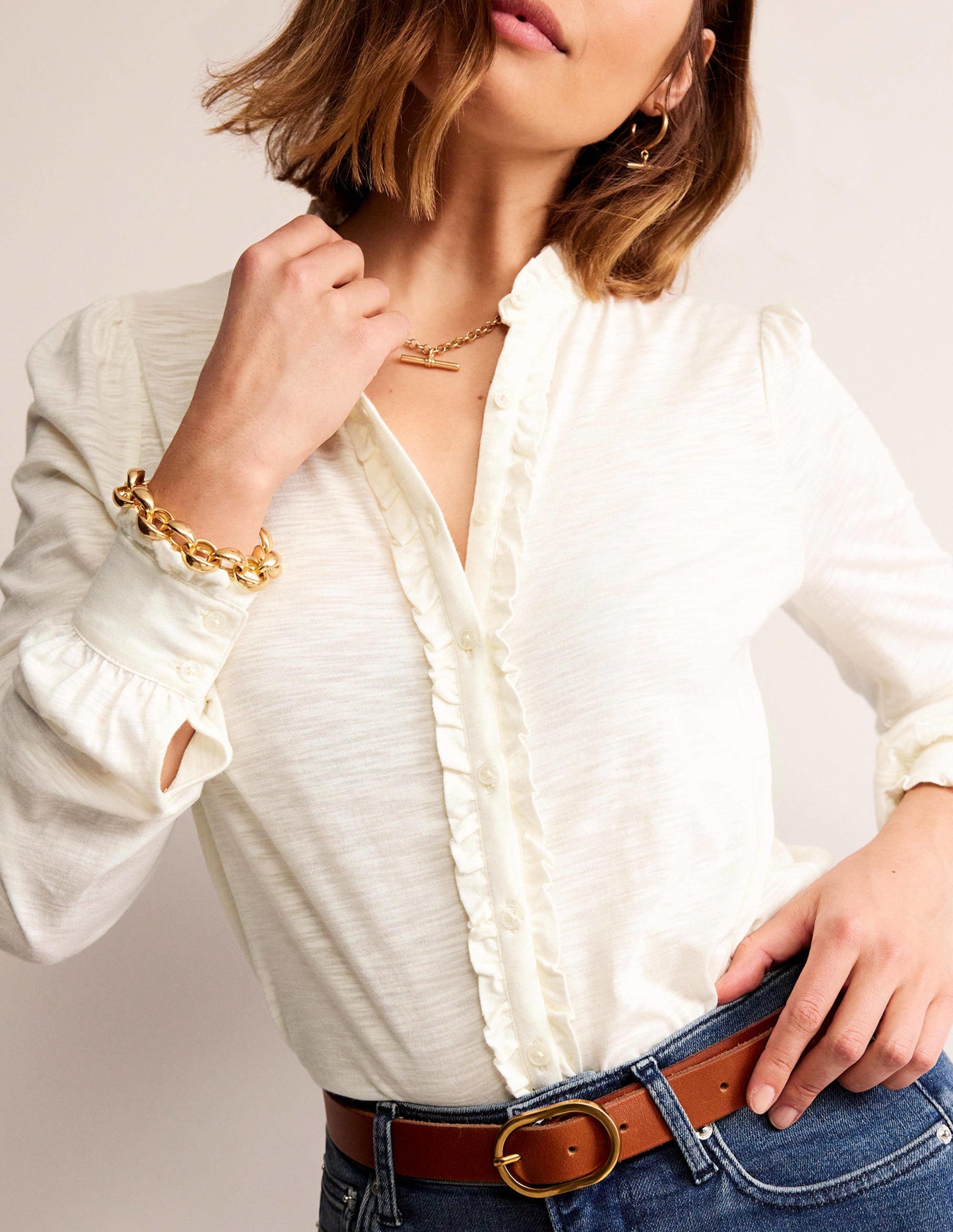 Caroline Jersey Shirt-Ivory-2