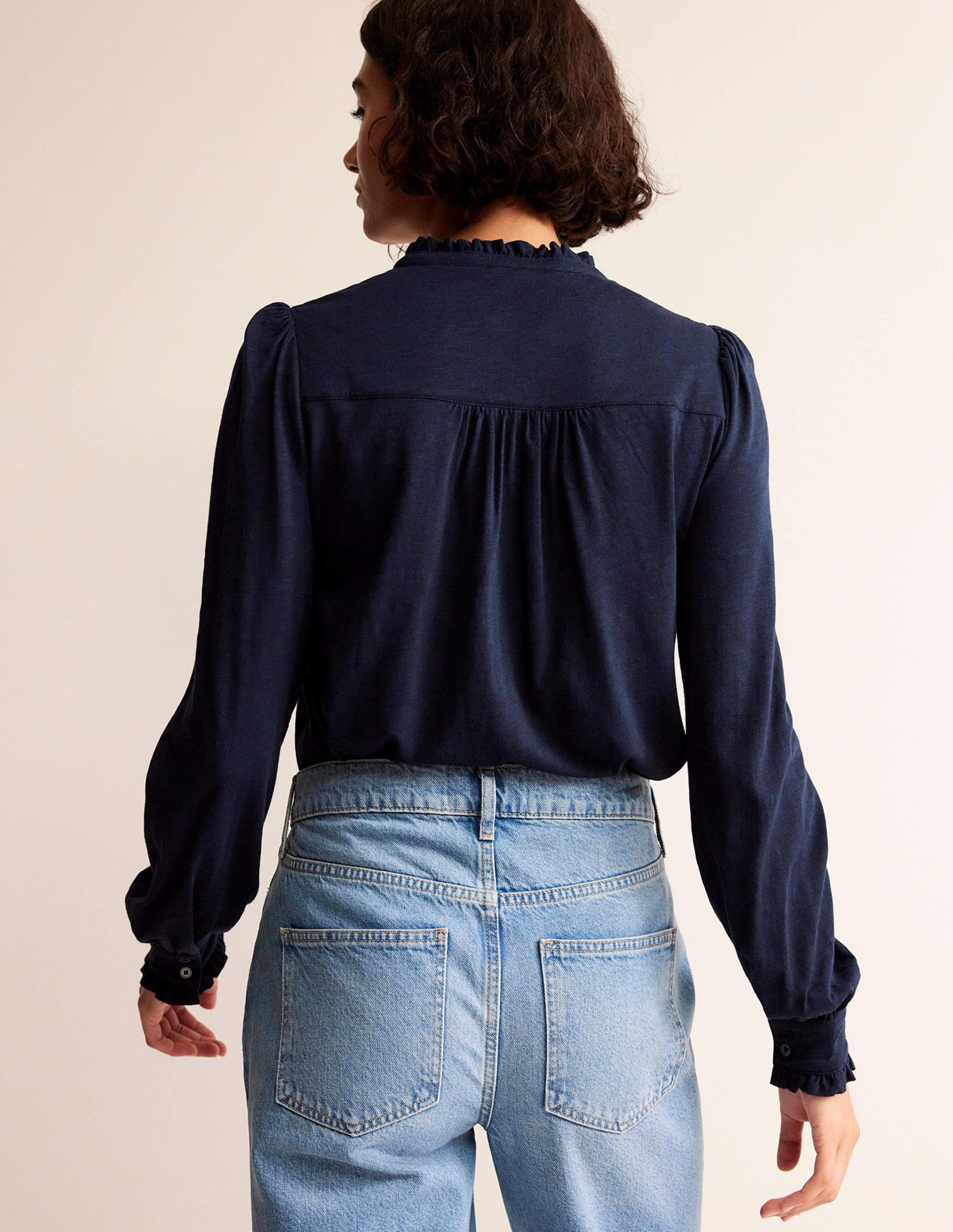 Caroline Jersey Shirt-Navy - Image 3