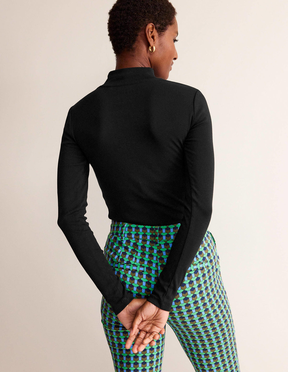 Essential High Neck Jersey Top-Black-3