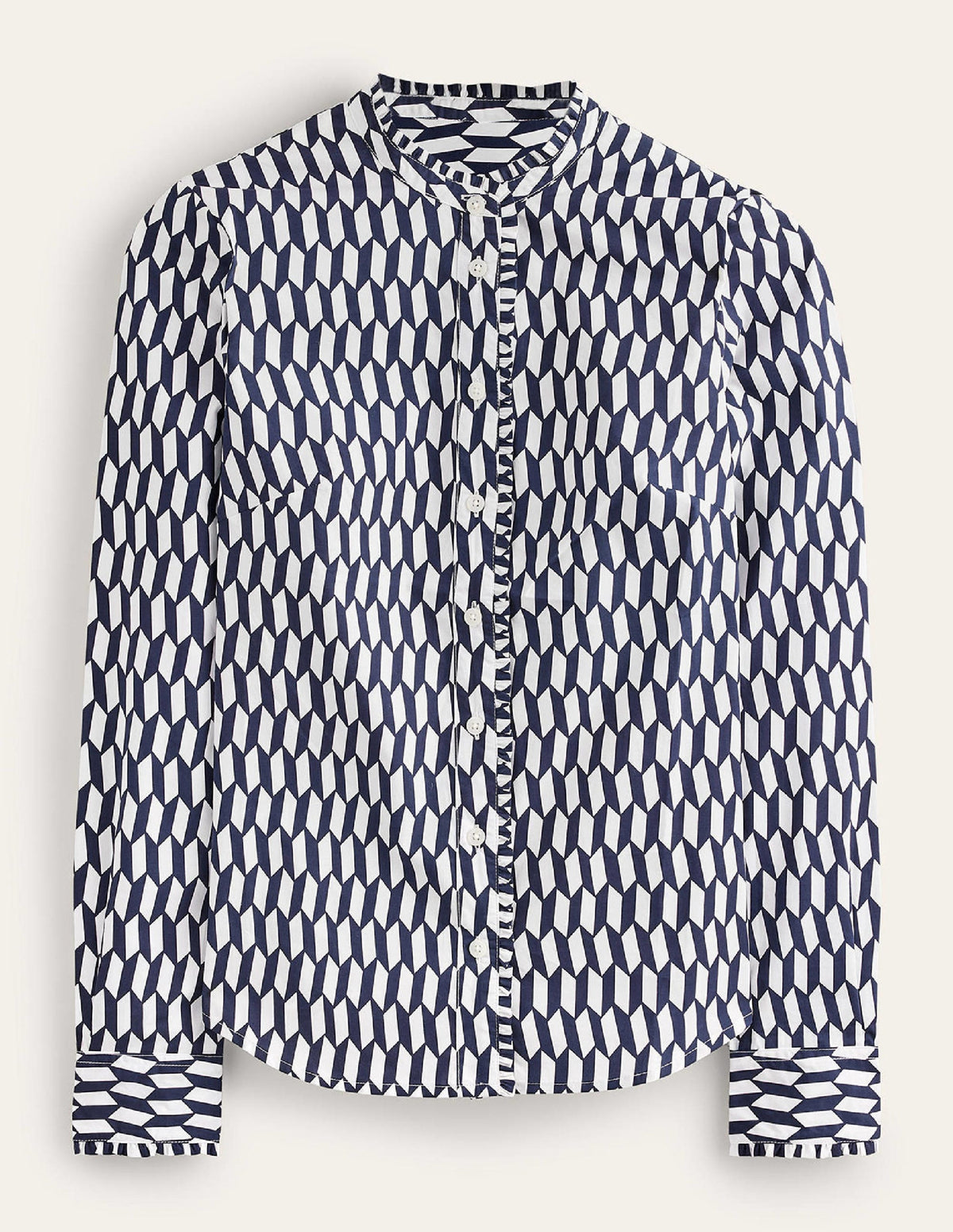Phoebe Cotton Shirt-Ivory, Block Tile - Image 5