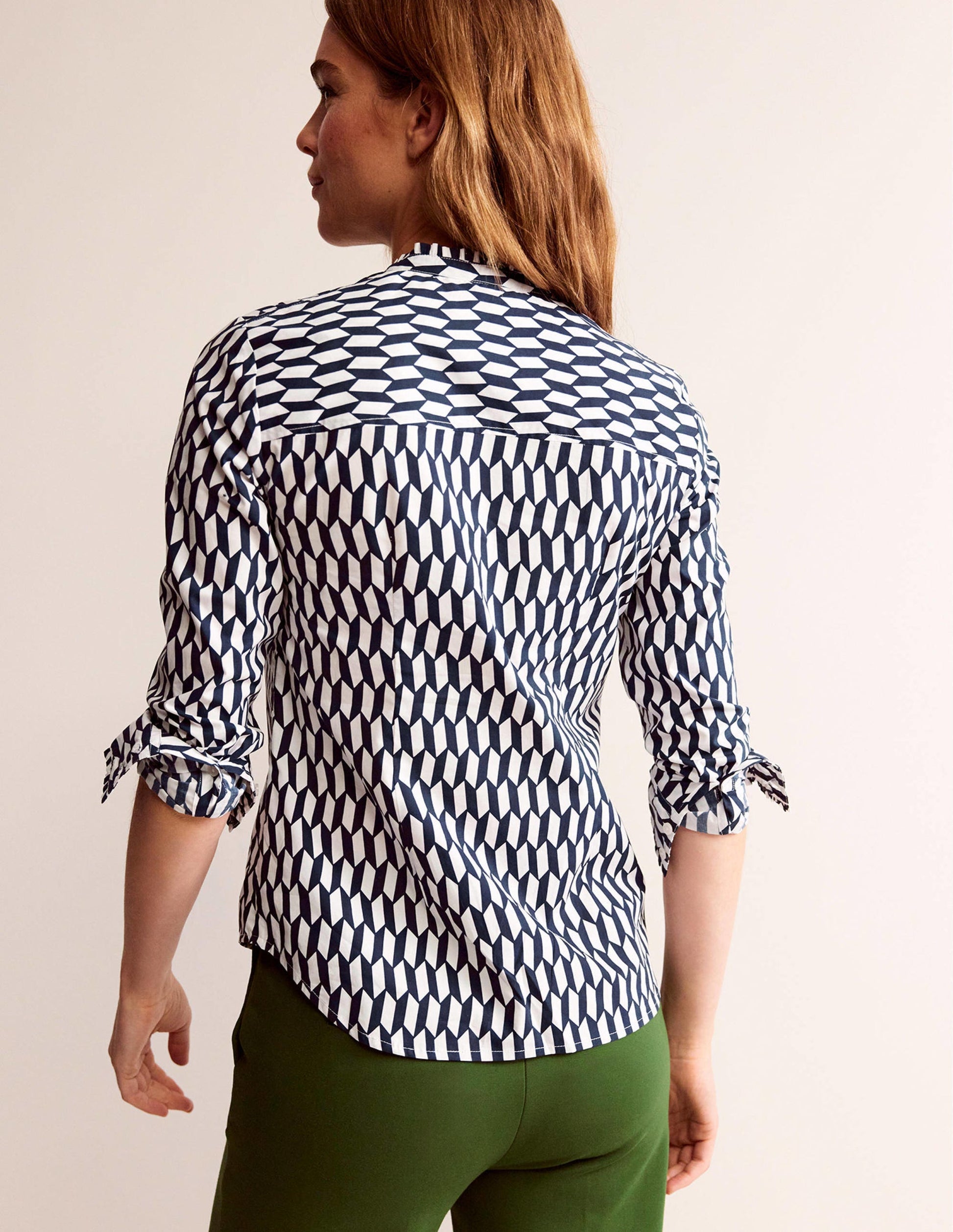 Phoebe Cotton Shirt-Ivory, Block Tile-3