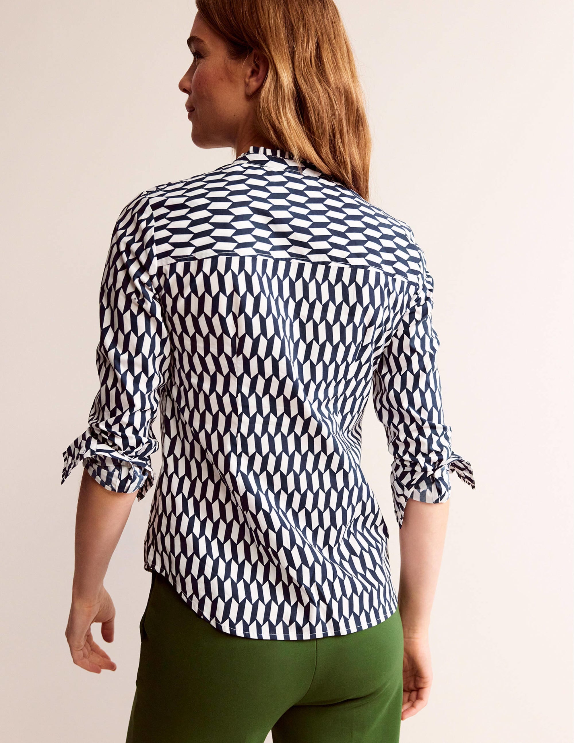 Phoebe Cotton Shirt-Ivory, Block Tile - Image 3