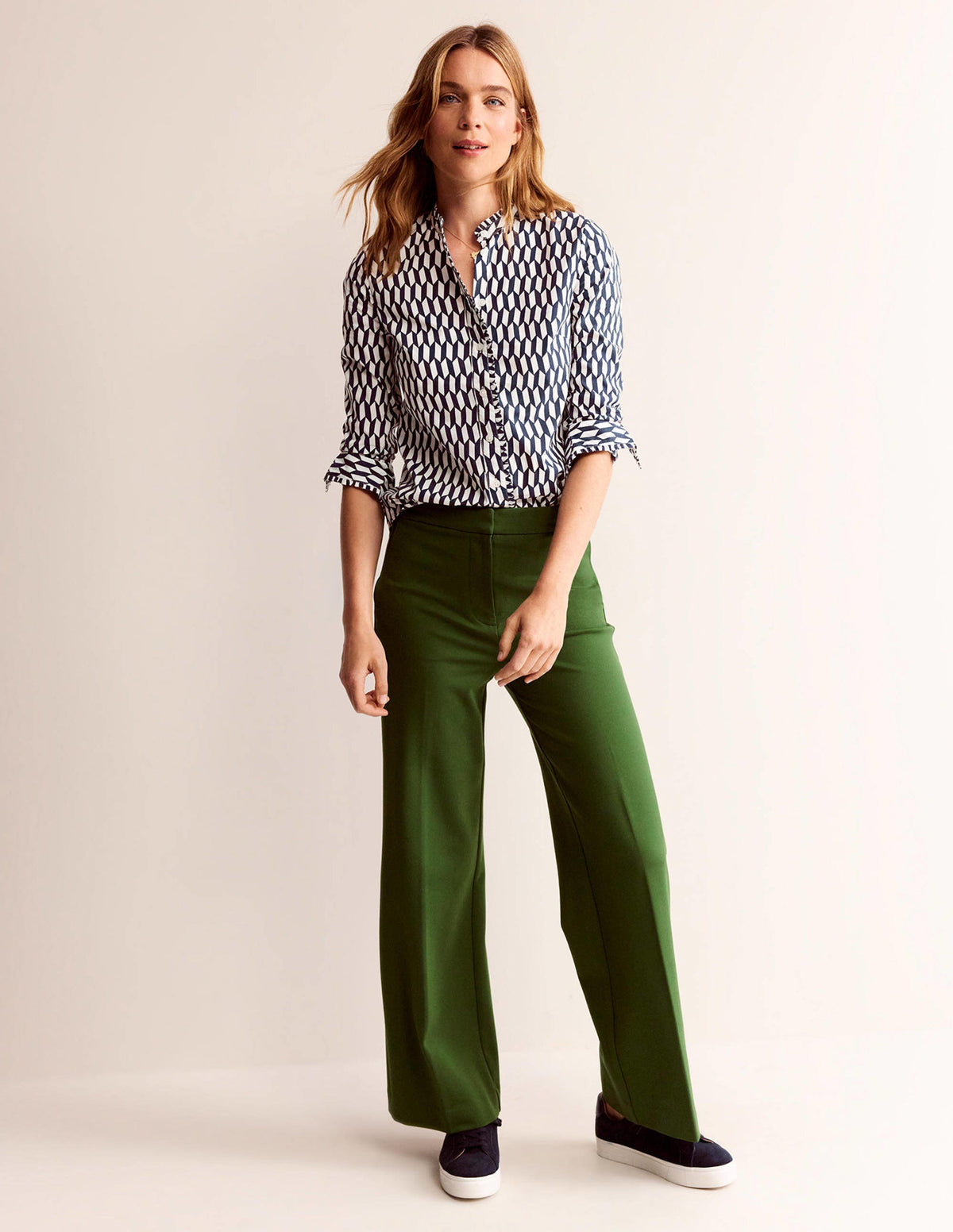 Phoebe Cotton Shirt-Ivory, Block Tile - Image 4
