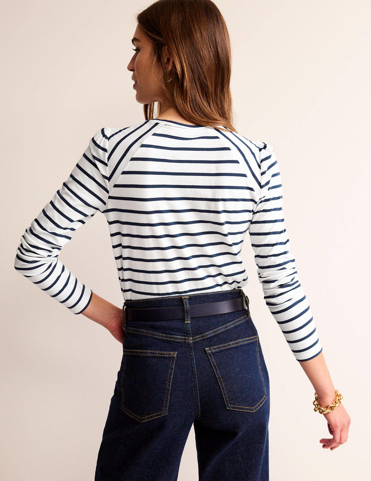 Arabella Stripe T-Shirt-Ivory, French Navy - Image 3
